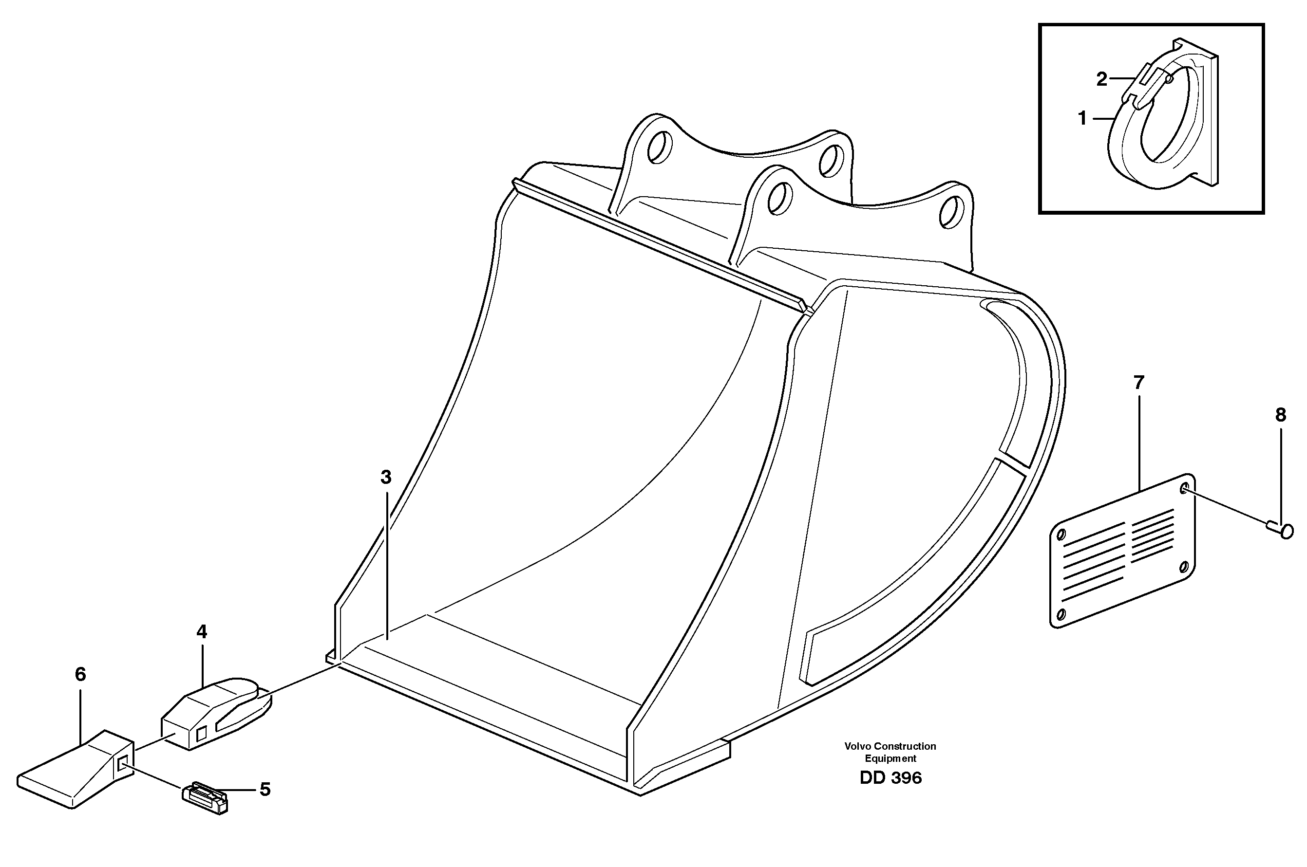 Схема запчастей Volvo EC130C - 28475 Buckets, direct fitting,combi Parts ATTACHMENTS ATTACHMENTS BUCKETS