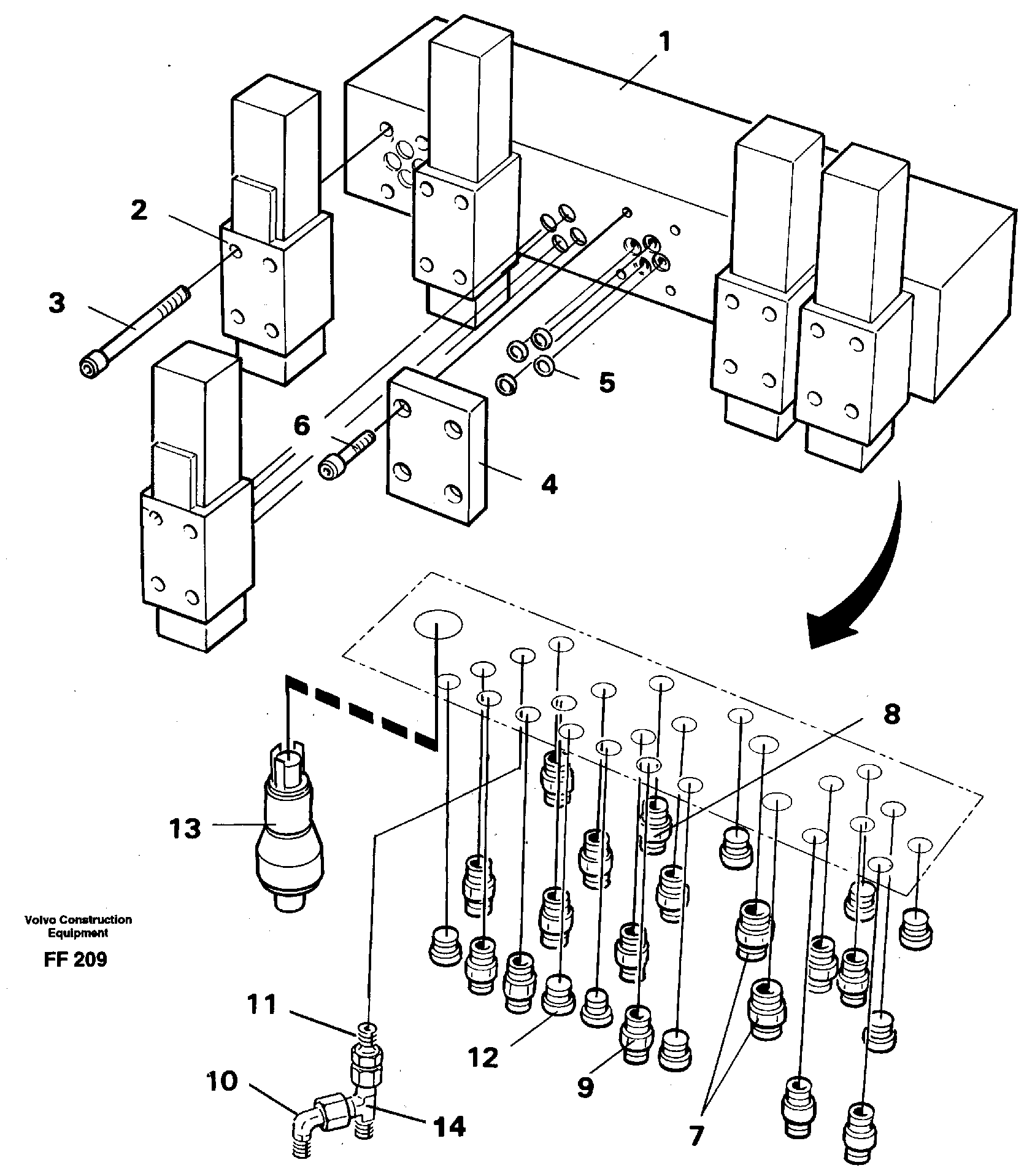 Схема запчастей Volvo EC130C - 1988 Stop control block EC130C ?KERMAN ?KERMAN EC130C SER NO - 220