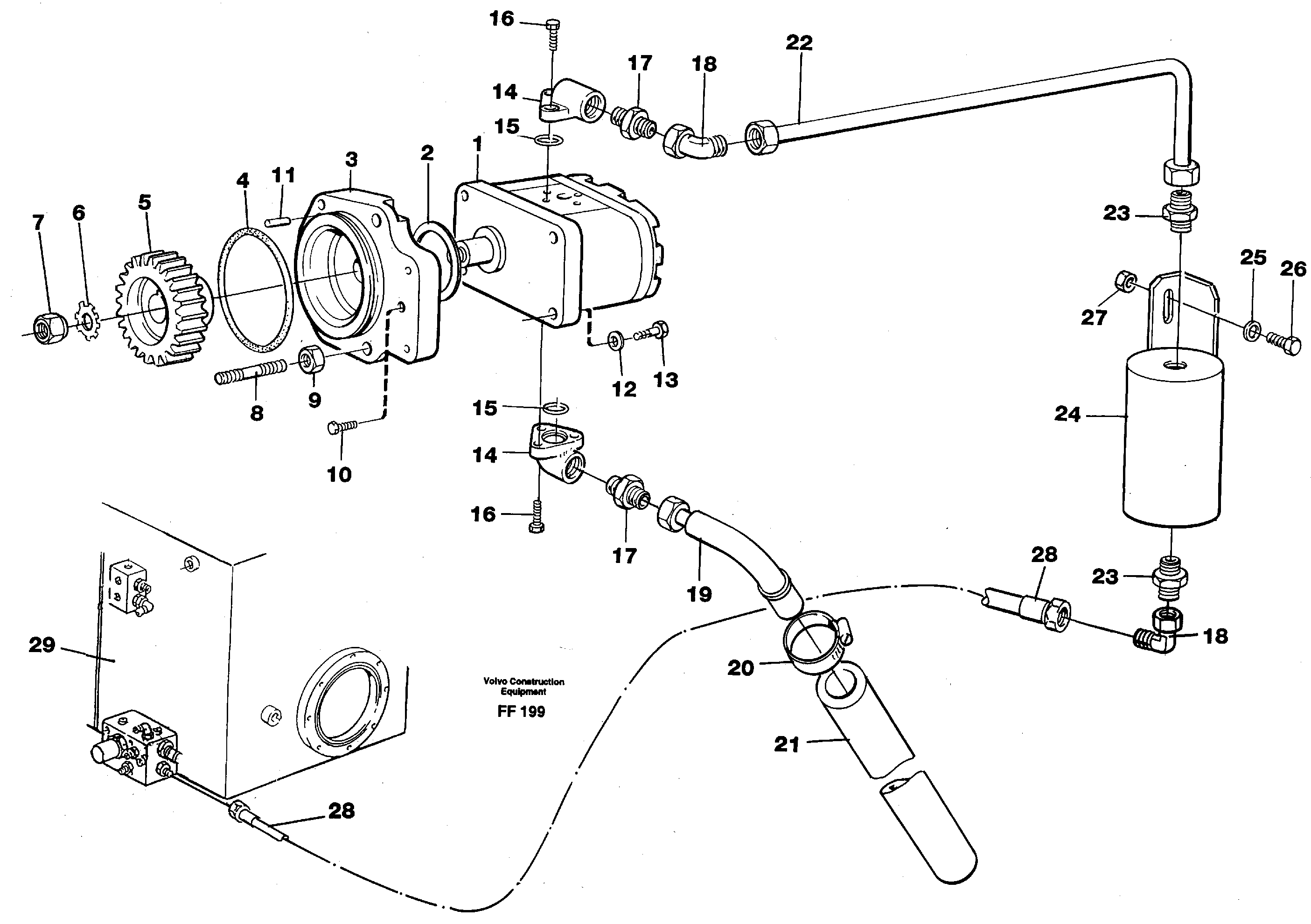 Схема запчастей Volvo EC130C - 83790 Servo pump EC130C ?KERMAN ?KERMAN EC130C SER NO - 220