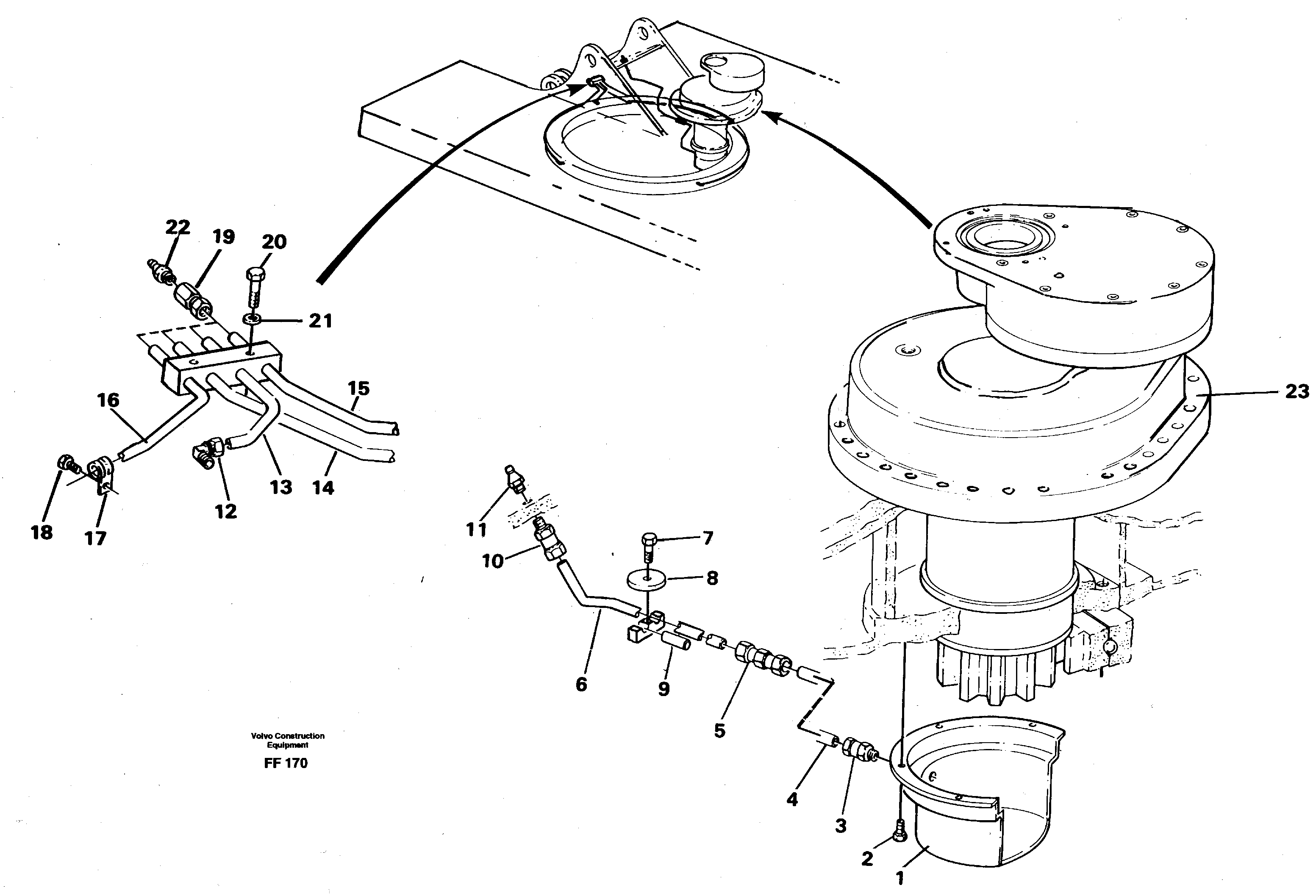 Схема запчастей Volvo EC130C - 3115 Slew transmission, lubricating pipe EC130C ?KERMAN ?KERMAN EC130C SER NO - 220