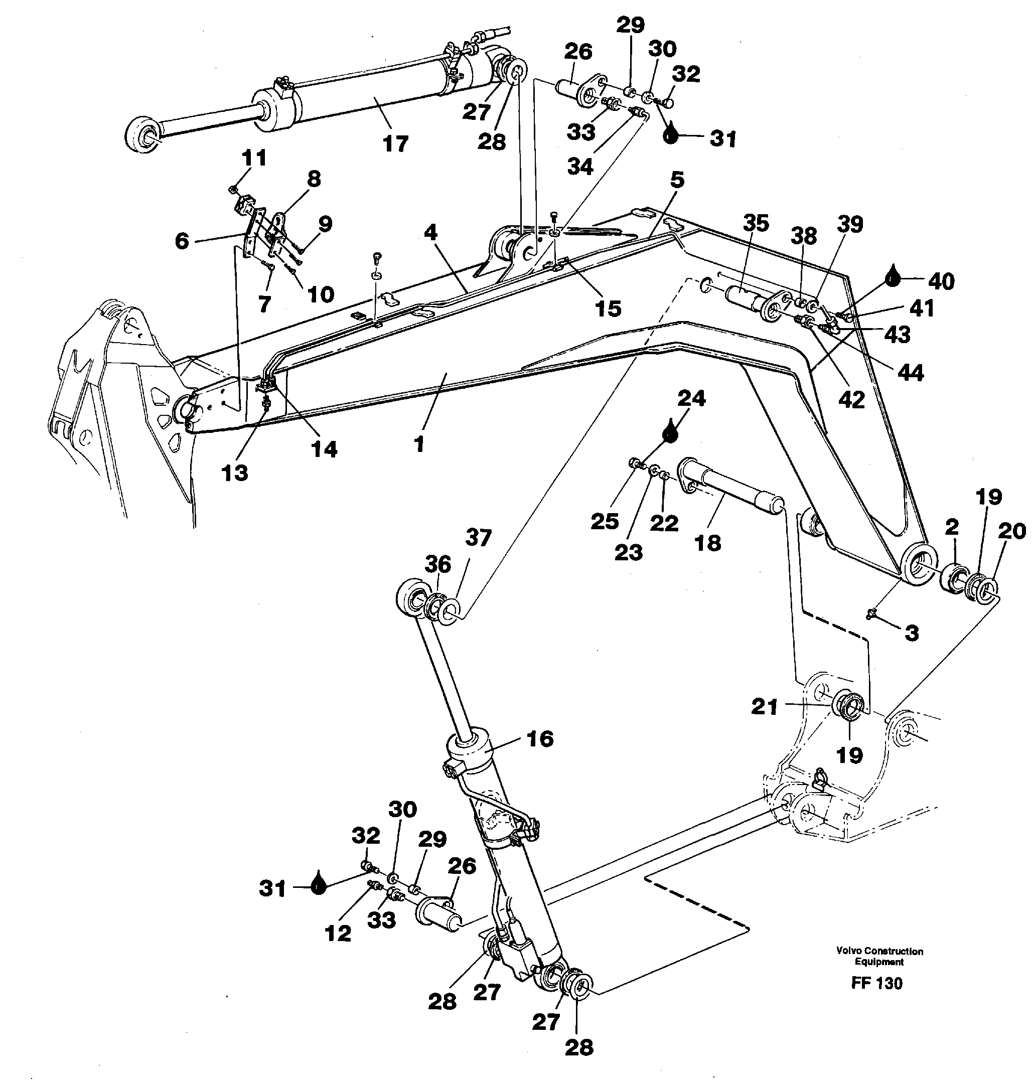 Схема запчастей Volvo EC130C - 4529 Backhoe boom 4,40m EC130C ?KERMAN ?KERMAN EC130C SER NO - 220