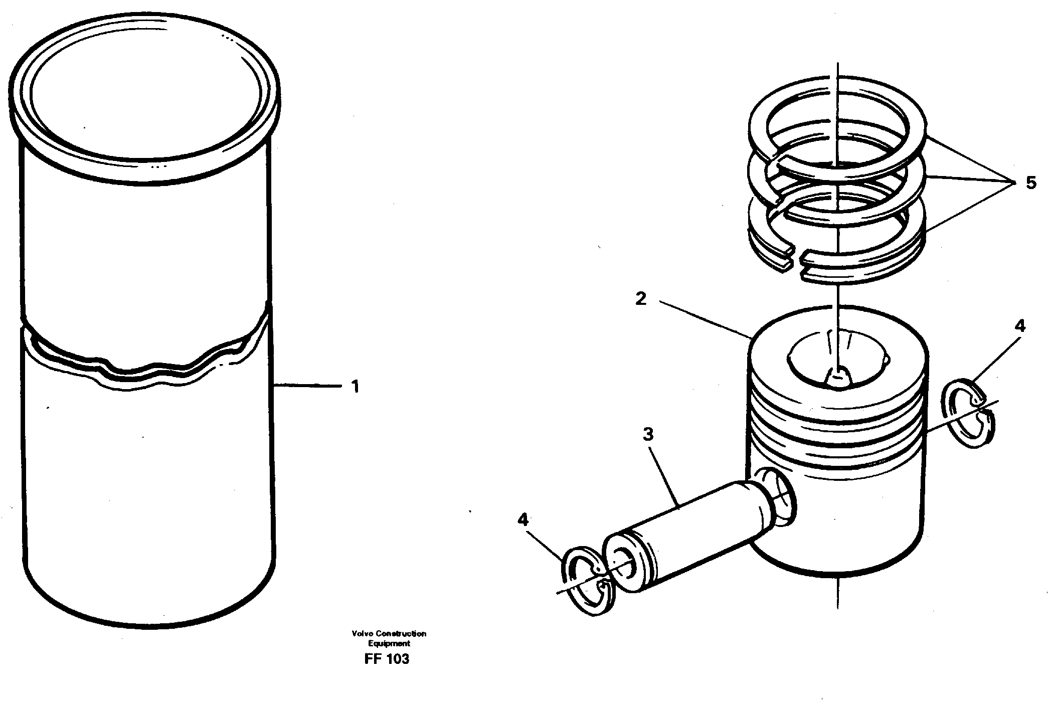 Схема запчастей Volvo EC130C - 30924 Cylinder liner and piston EC130C ?KERMAN ?KERMAN EC130C SER NO - 220