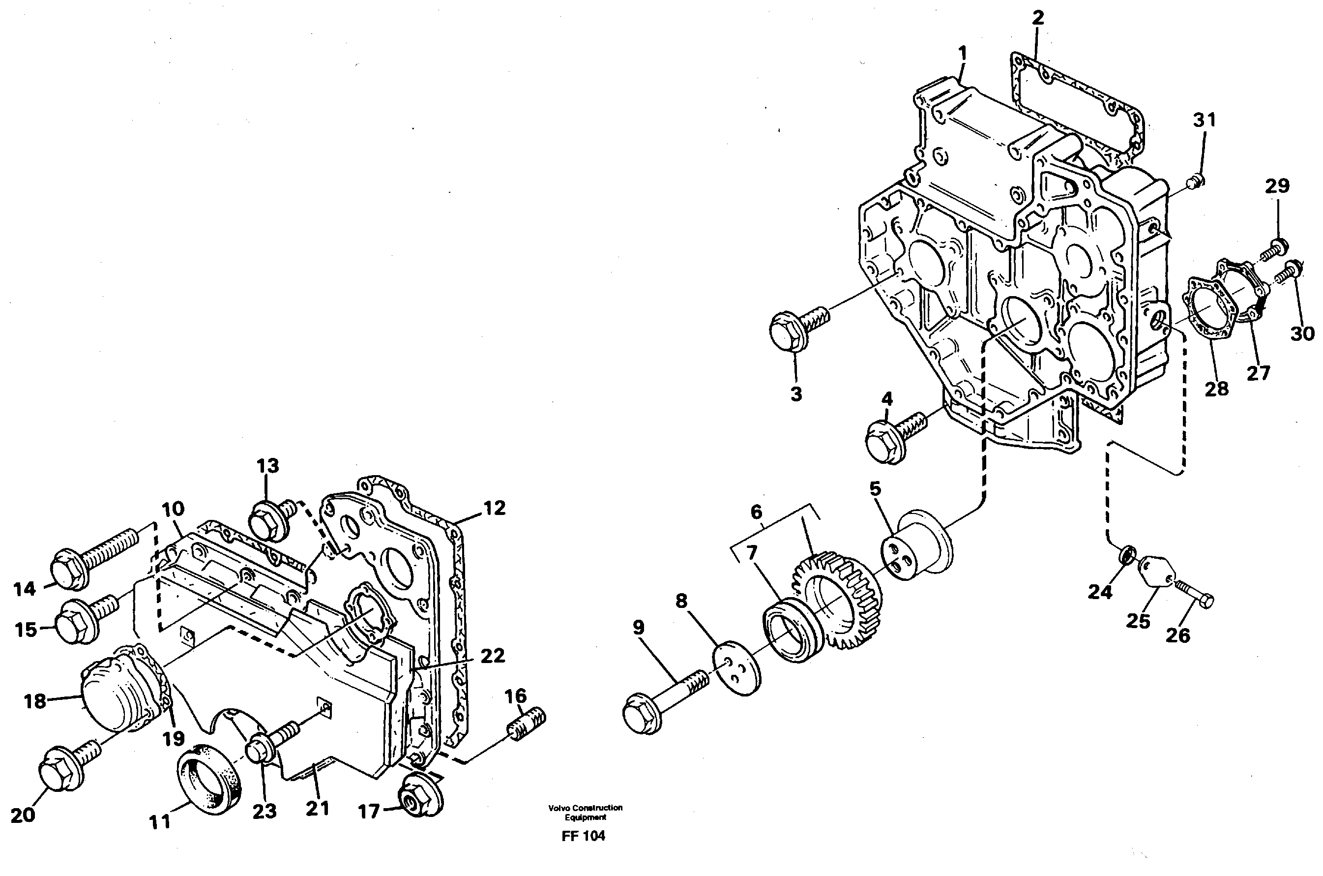 Схема запчастей Volvo EC130C - 82309 Timing gear casing EC130C ?KERMAN ?KERMAN EC130C SER NO - 220