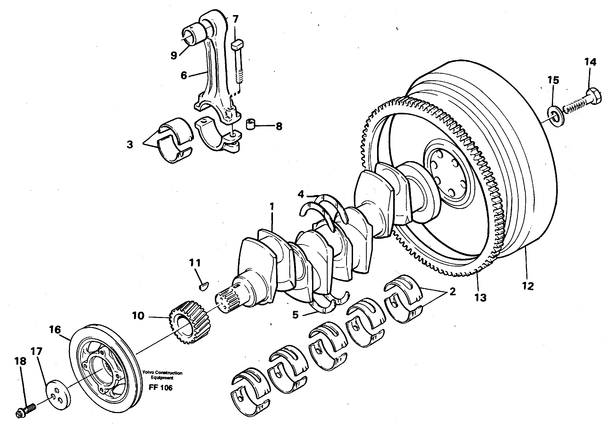 Схема запчастей Volvo EC130C - 34776 Crankshaft and related parts EC130C ?KERMAN ?KERMAN EC130C SER NO - 220