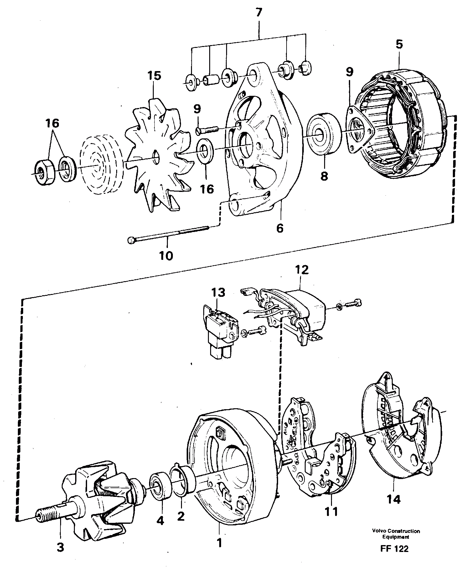 Схема запчастей Volvo EC130C - 33401 Alternator EC130C ?KERMAN ?KERMAN EC130C SER NO - 220