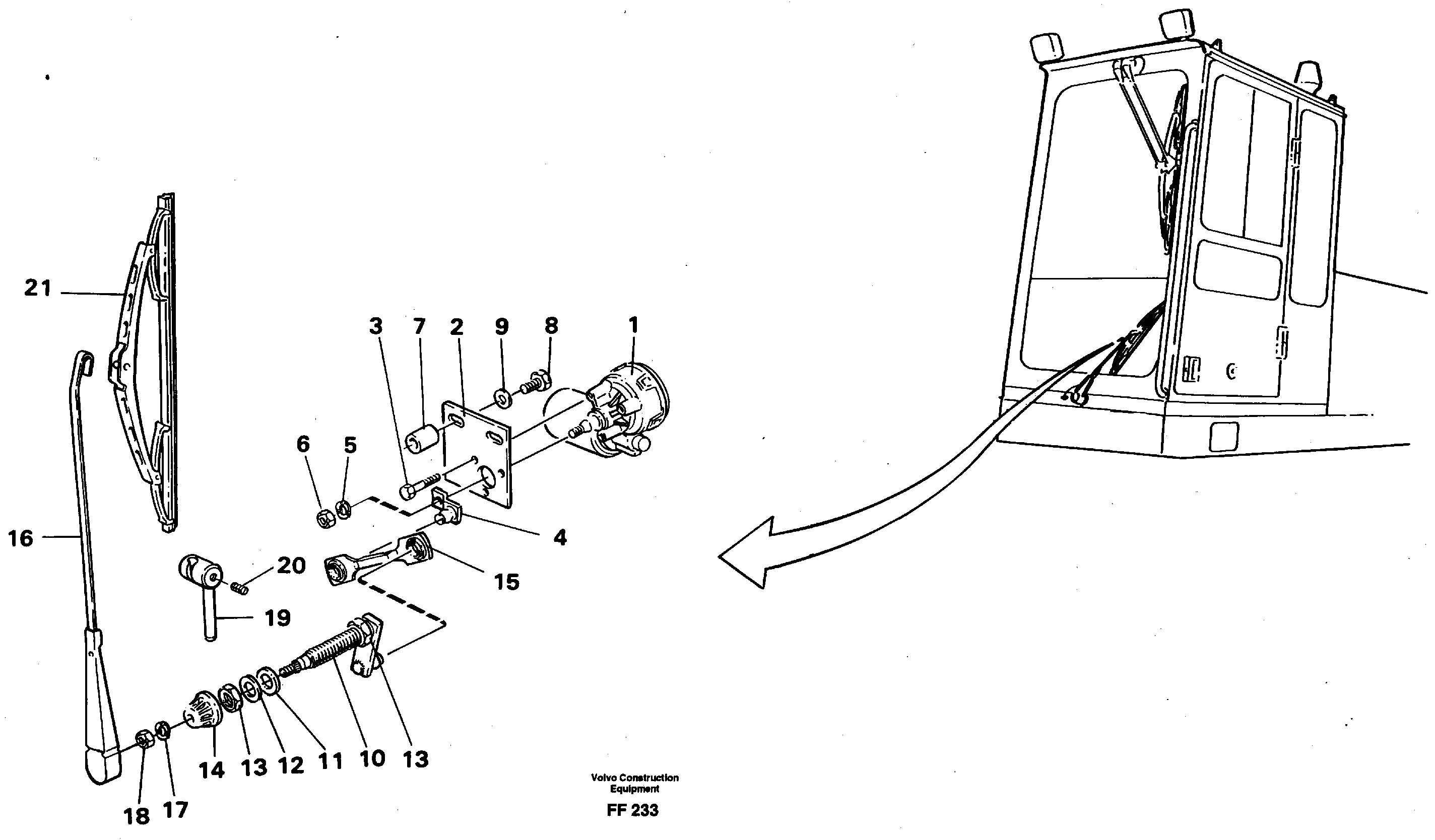 Схема запчастей Volvo EC130C - 9389 Windscreen wiper, lower EC130C ?KERMAN ?KERMAN EC130C SER NO - 220