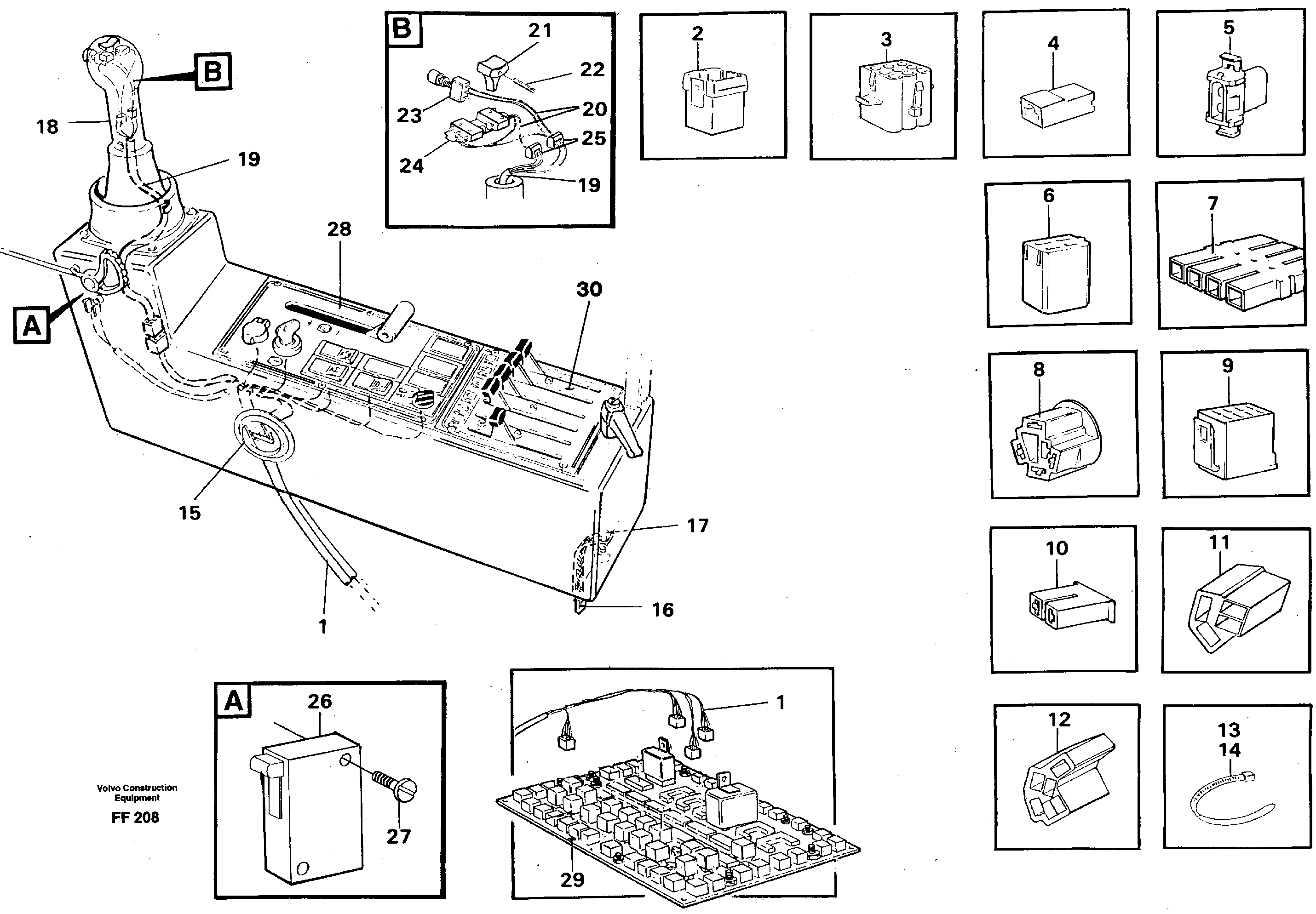 Схема запчастей Volvo EC130C - 50424 Cable harness, side panel, left EC130C ?KERMAN ?KERMAN EC130C SER NO - 220