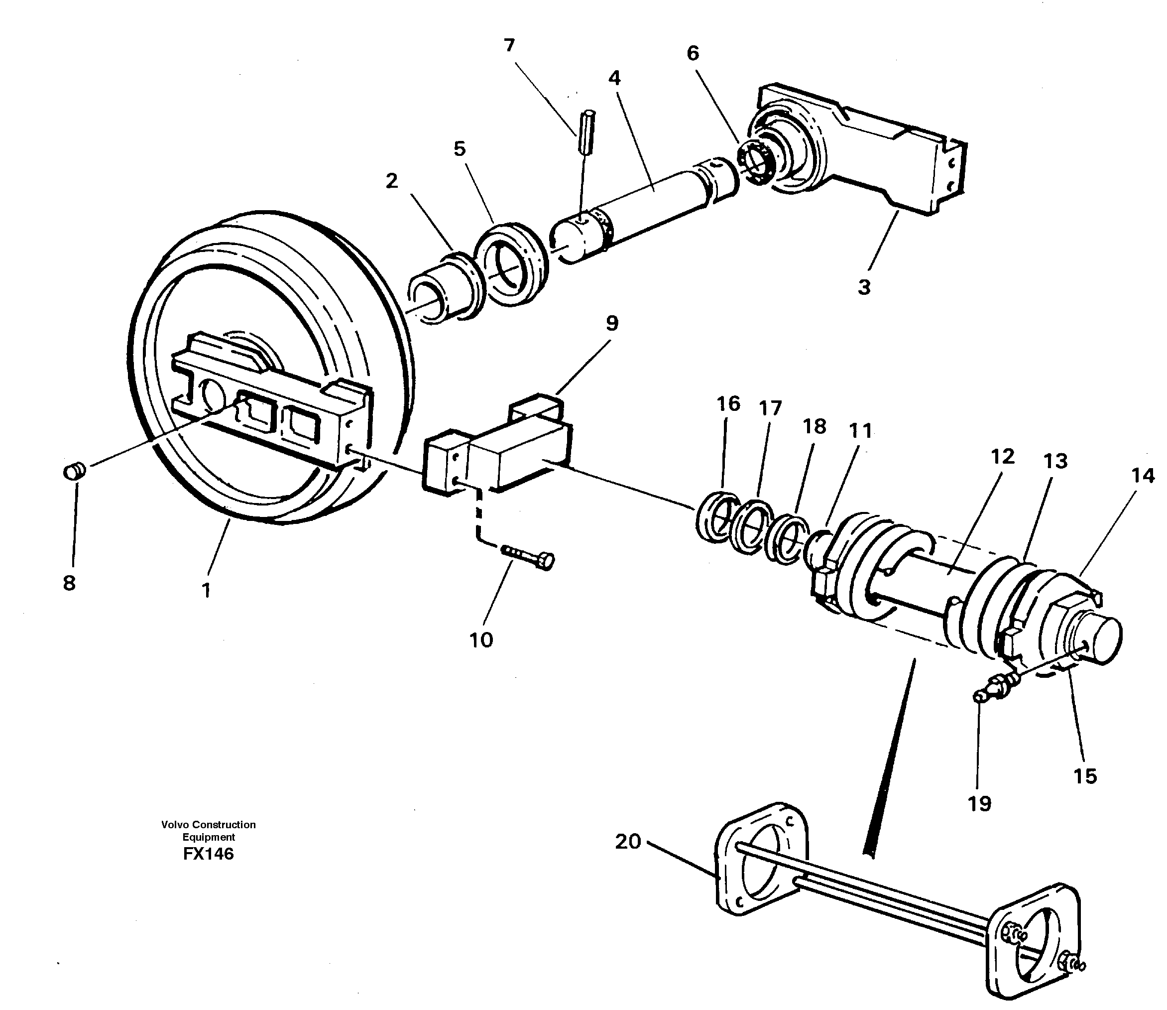 Схема запчастей Volvo EC130C - 11701 Front idler, tensioning ring EC130C SER NO 221-