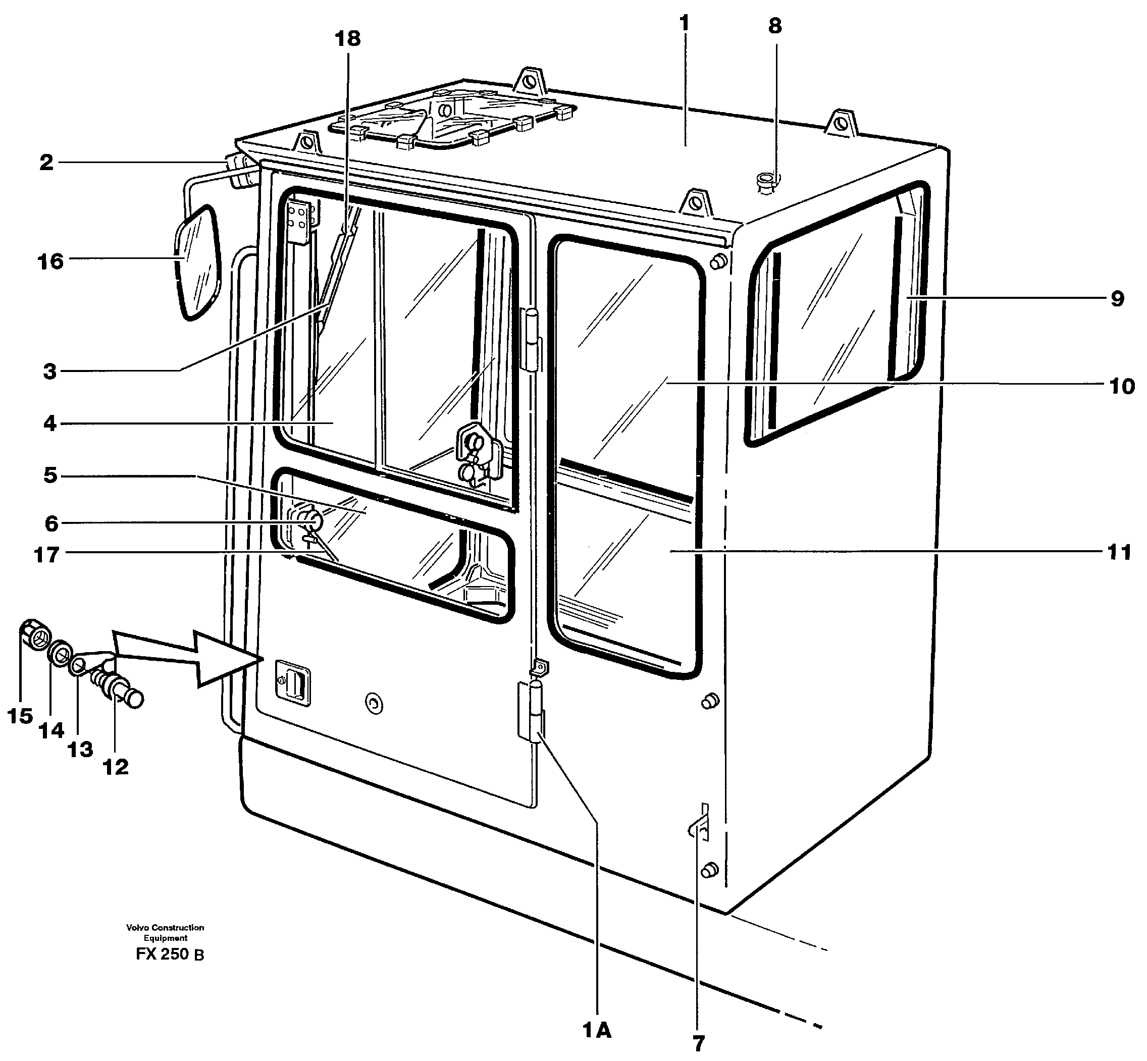 Схема запчастей Volvo EC130C - 27698 Operators cab EC130C SER NO 221-