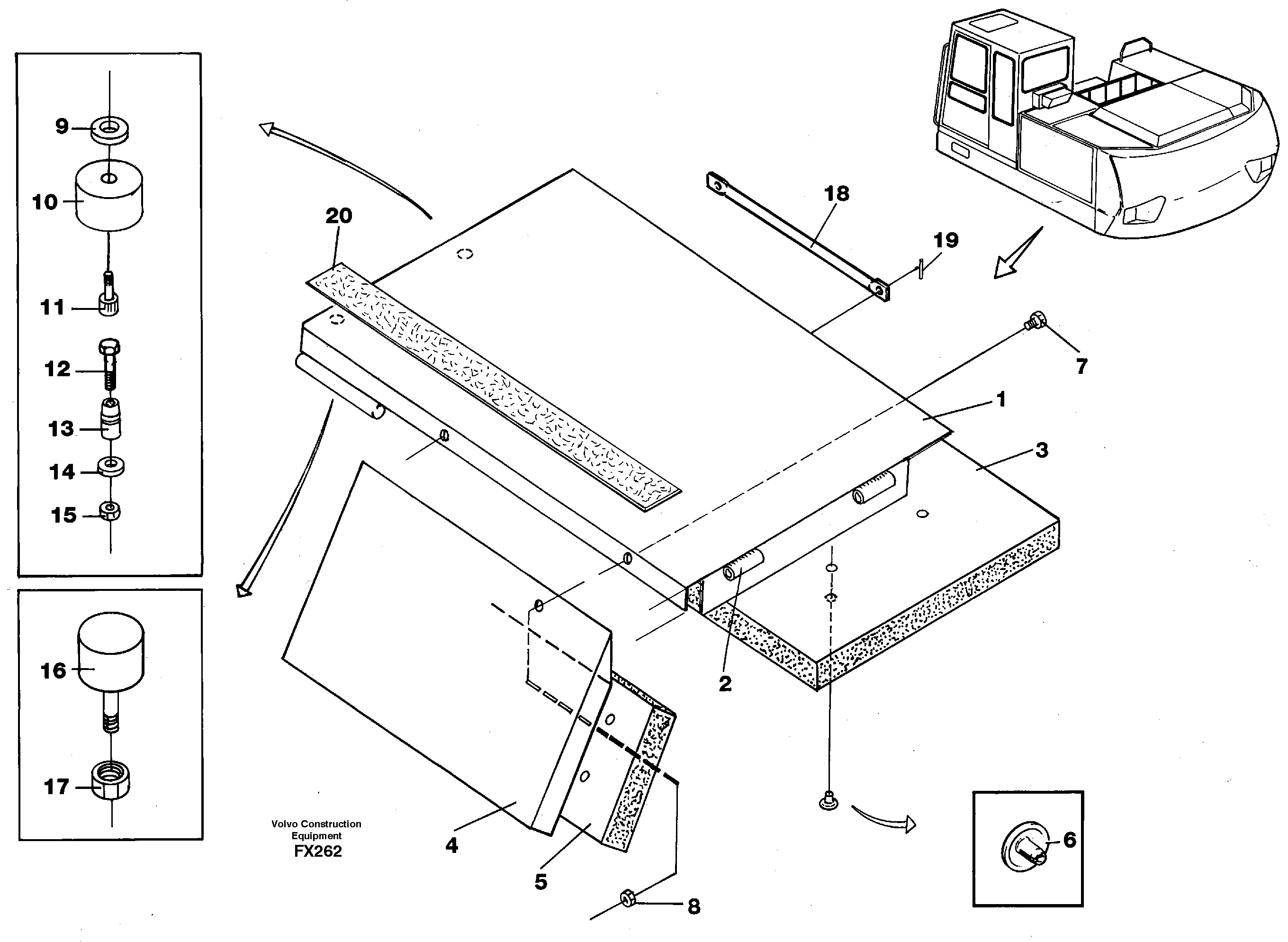 Схема запчастей Volvo EC130C - 39287 Hatch, valve housing, front EC130C SER NO 221-