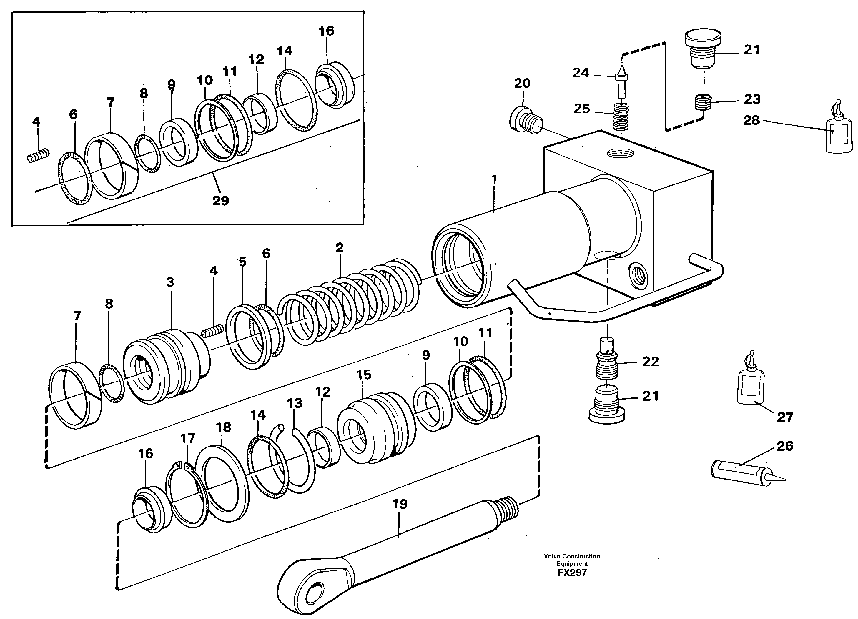 Схема запчастей Volvo EC130C - 7440 Hydraulic cylinder, quick attachment EC130C SER NO 221-