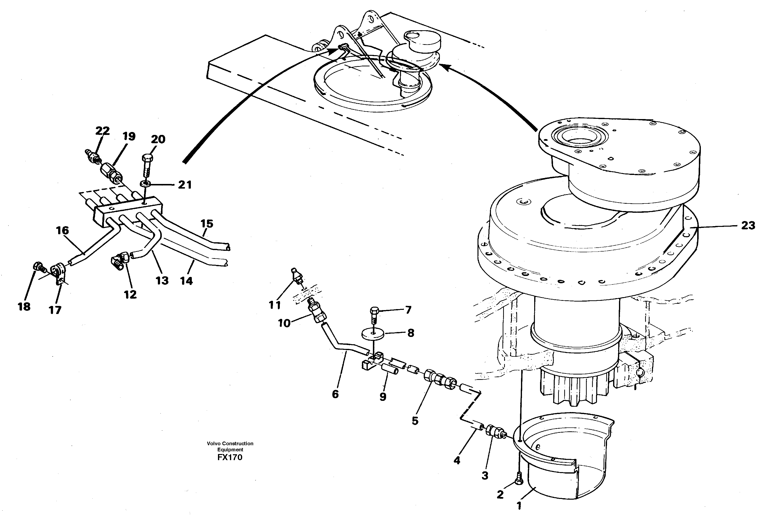 Схема запчастей Volvo EC130C - 16804 Slew transmission, lubricating pipe EC130C SER NO 221-