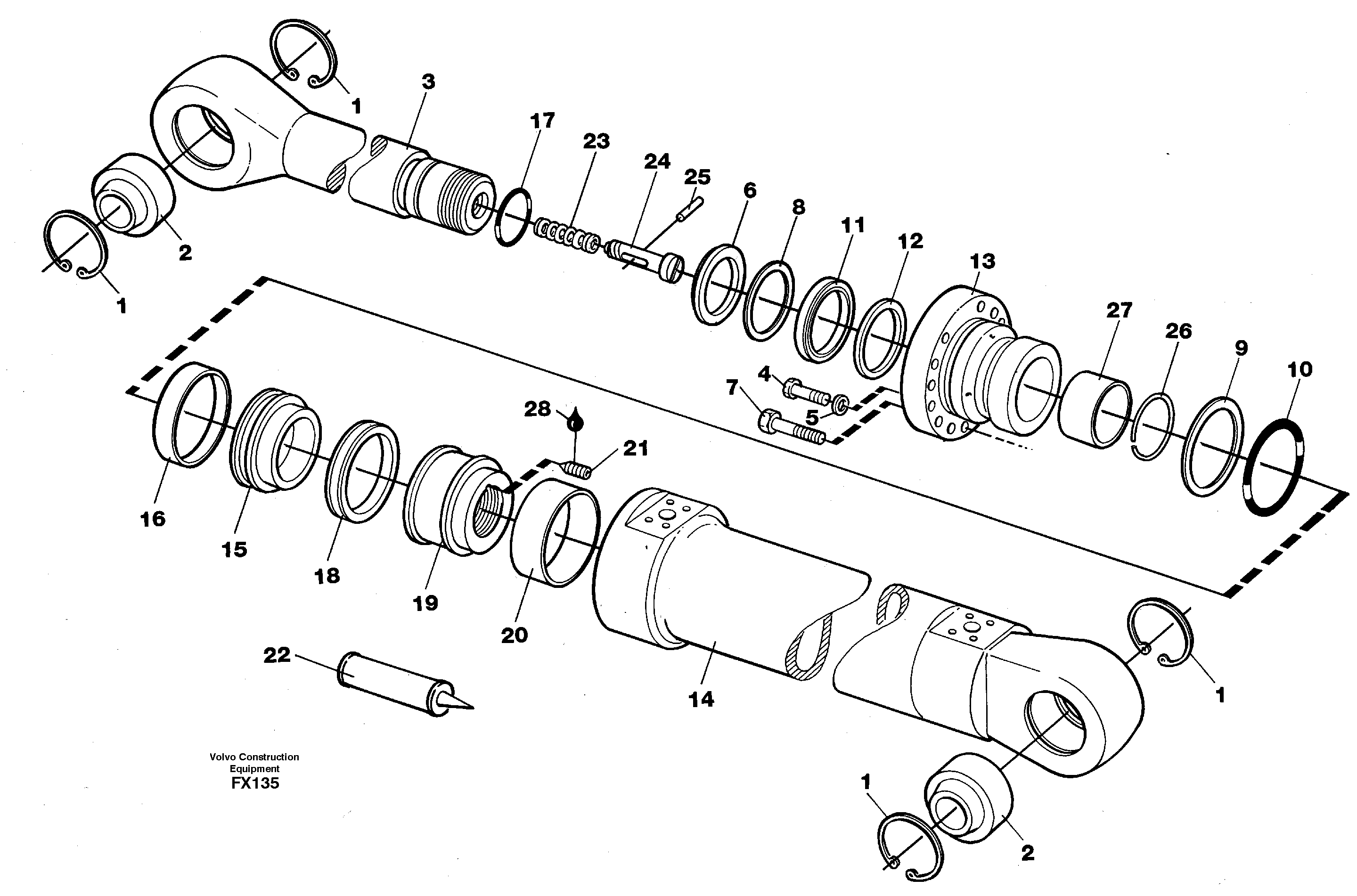 Схема запчастей Volvo EC130C - 16808 Dipper arm cylinder EC130C SER NO 221-