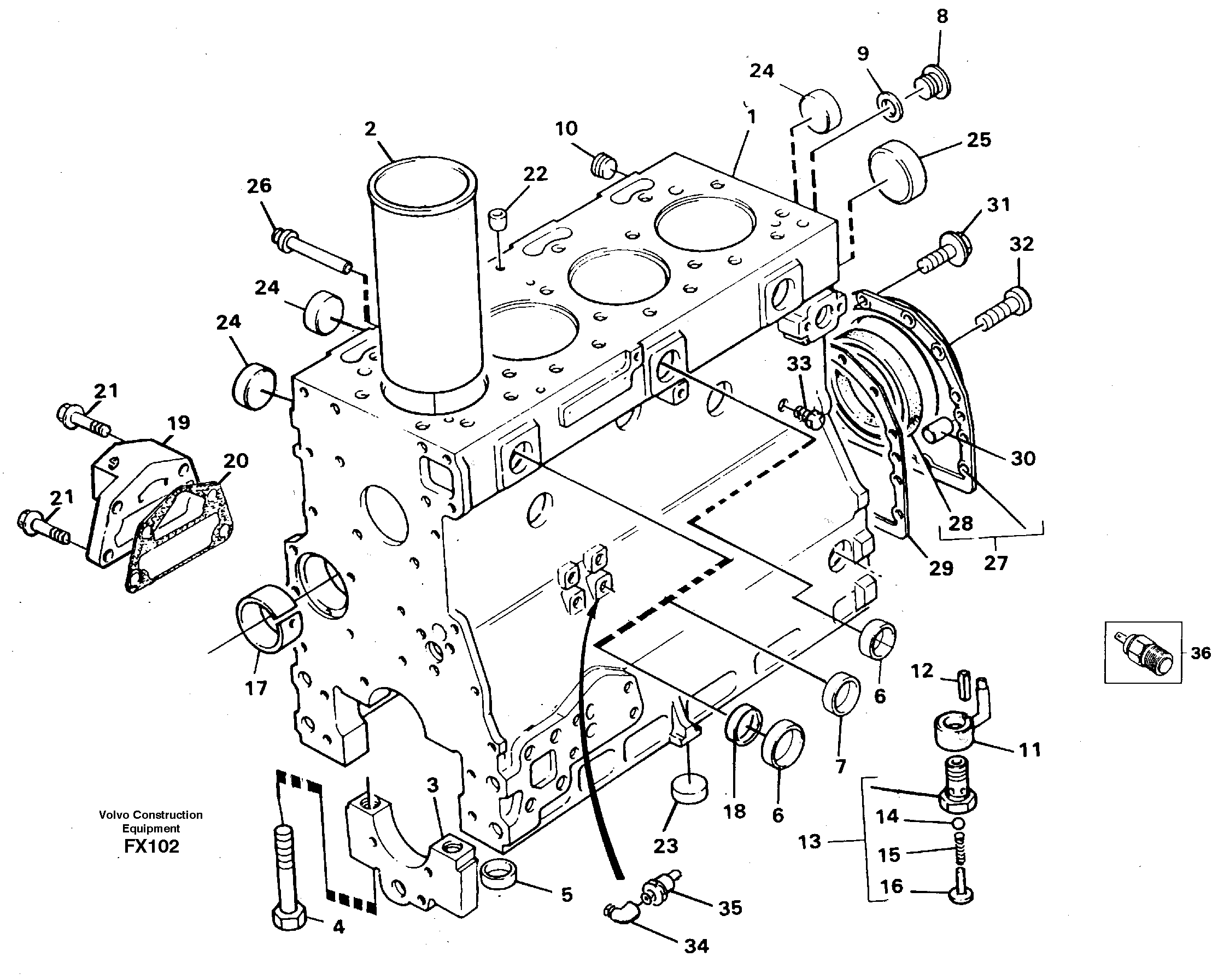 Схема запчастей Volvo EC130C - 12563 Блок цилиндров EC130C SER NO 221-