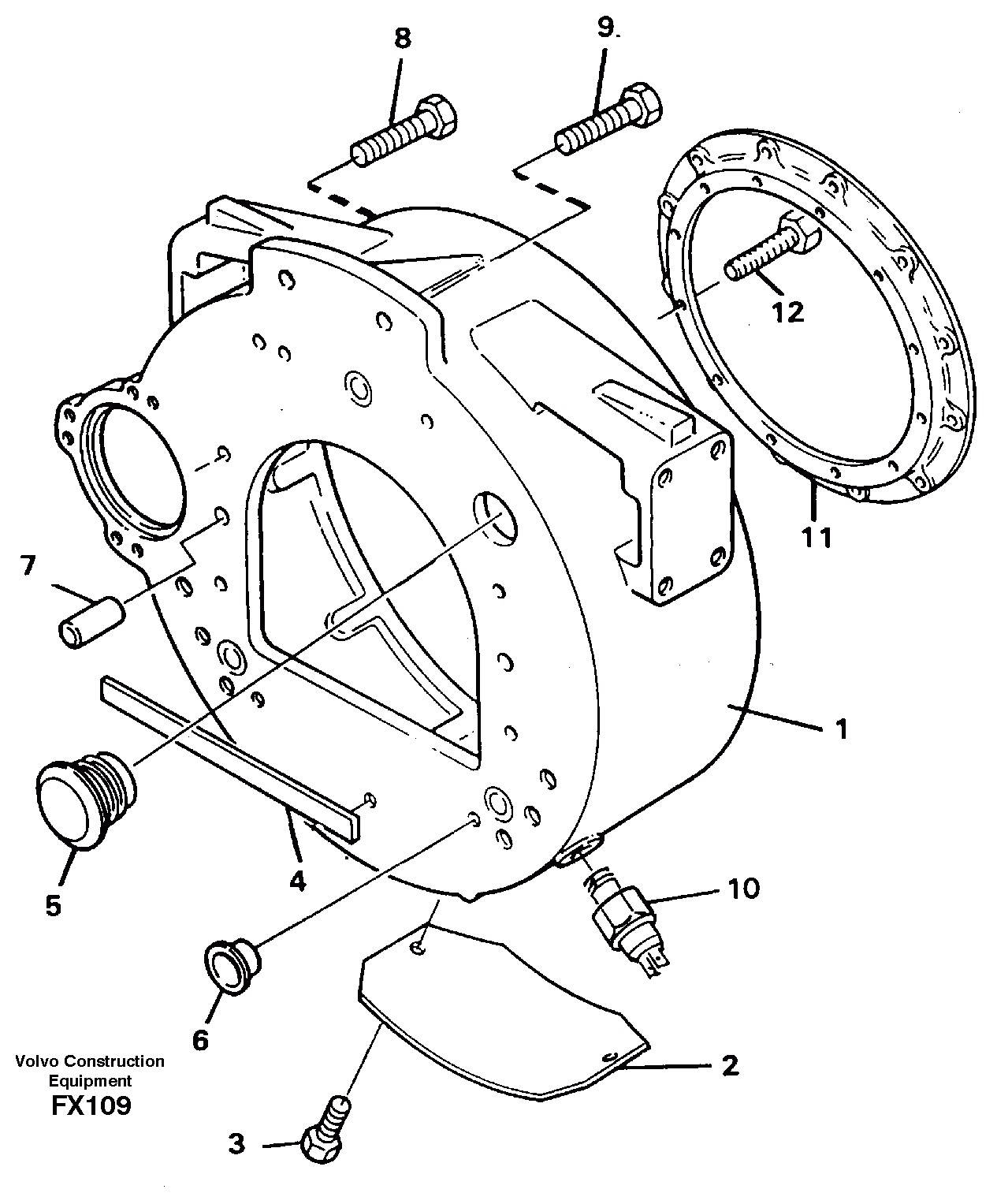 Схема запчастей Volvo EC130C - 12564 Картер маховика EC130C SER NO 221-