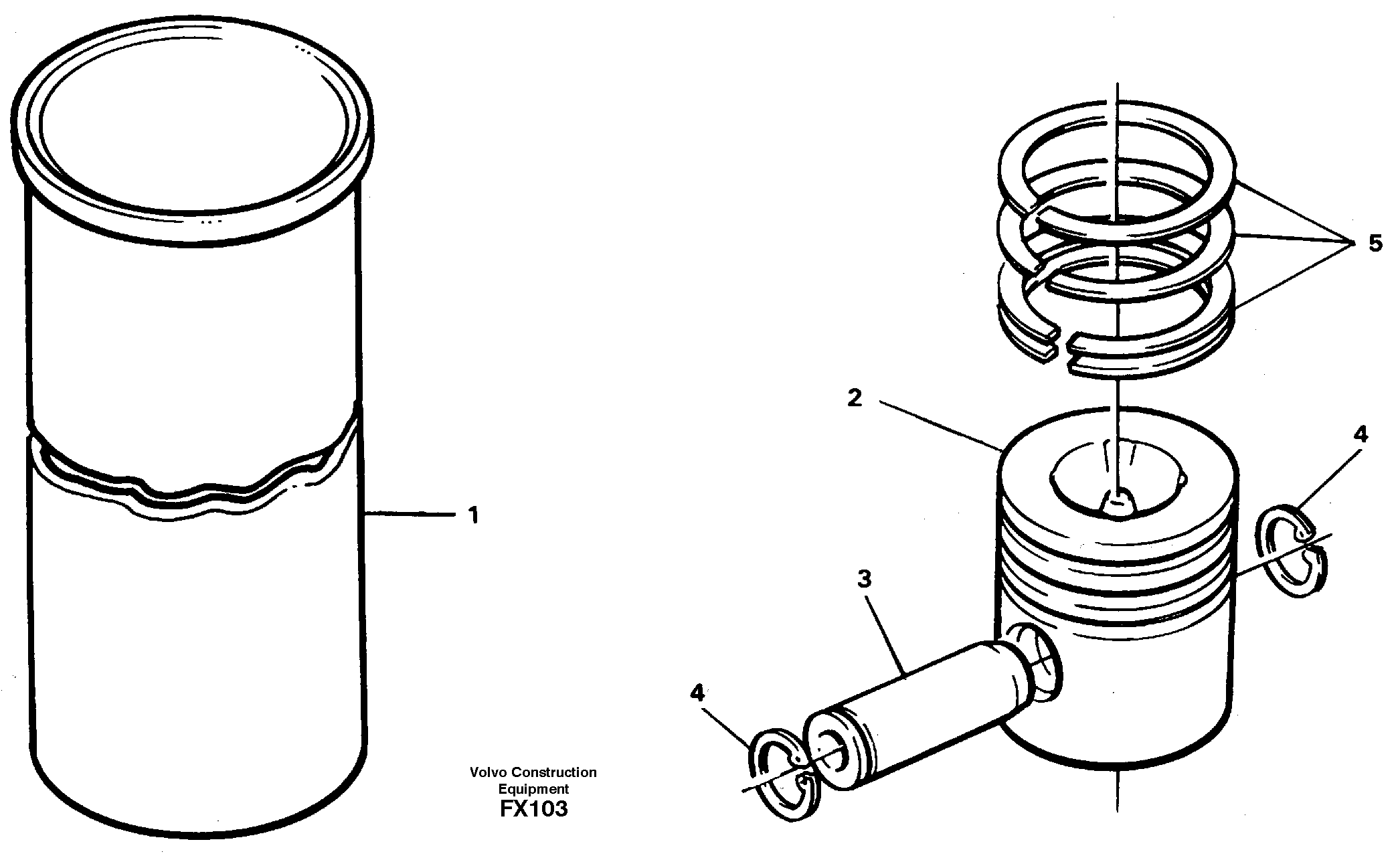 Схема запчастей Volvo EC130C - 28339 Cylinder liner and piston EC130C SER NO 221-