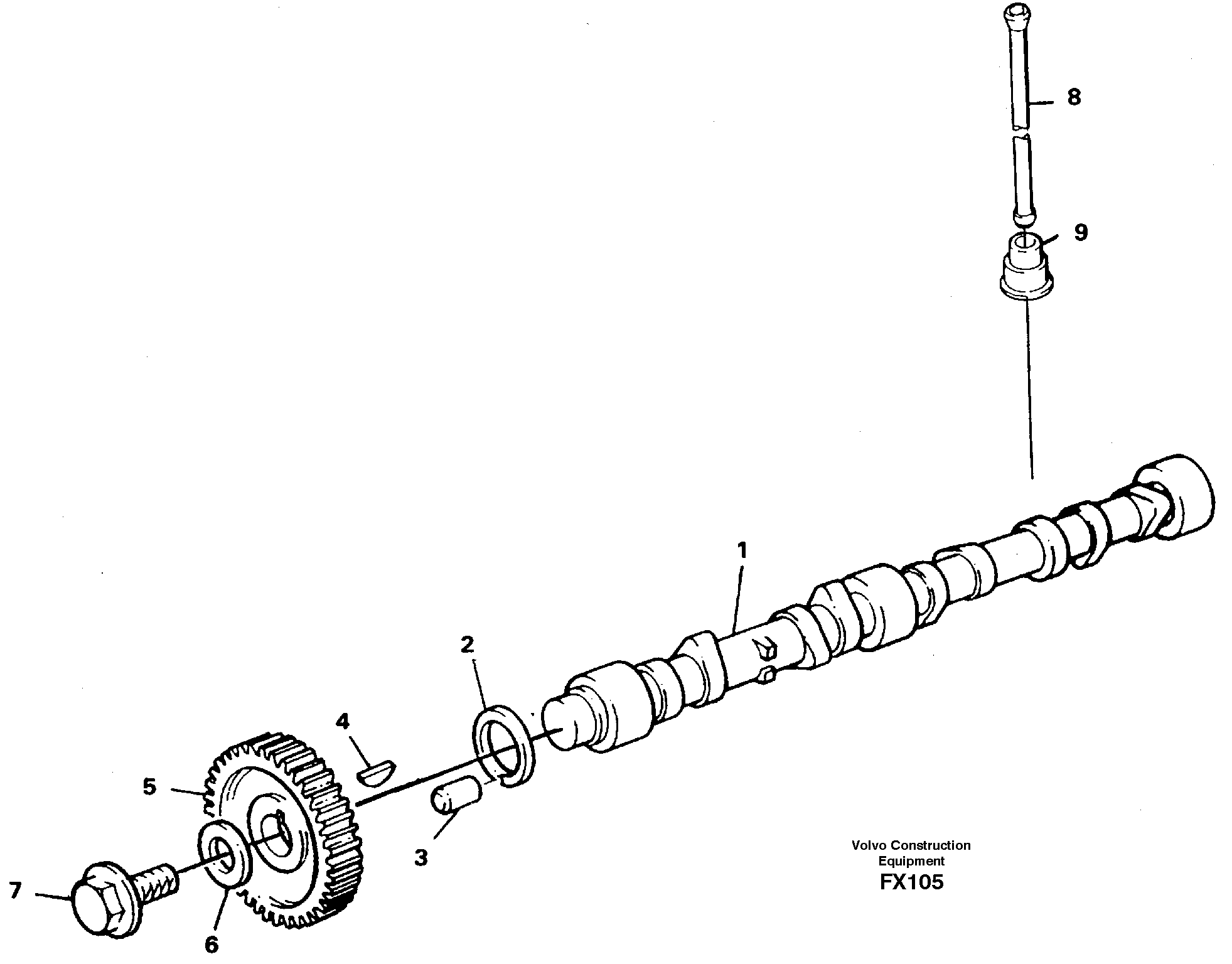 Схема запчастей Volvo EC130C - 12569 Распредвал EC130C SER NO 221-