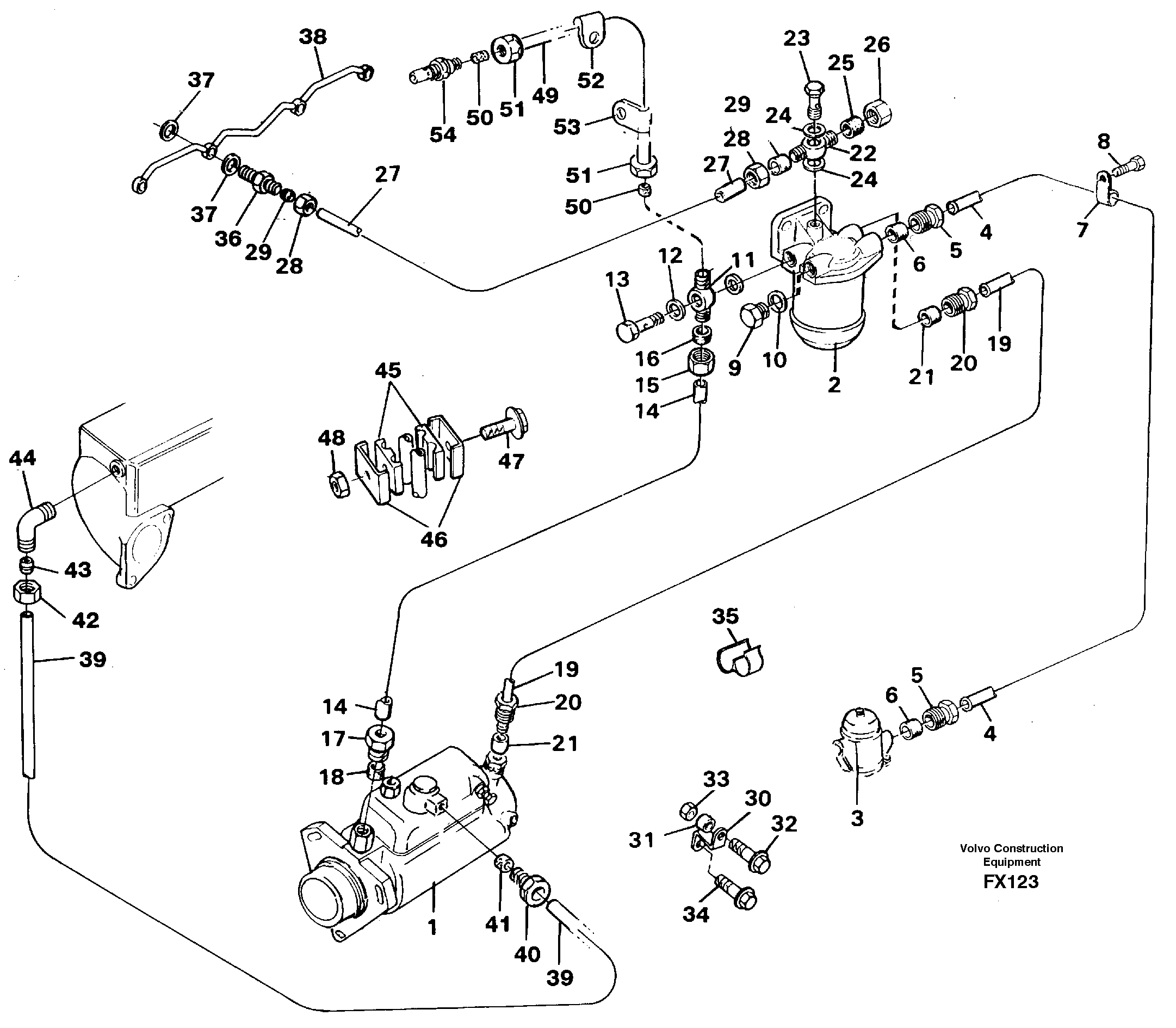 Схема запчастей Volvo EC130C - 12573 Fuel system: Fuel pump - fuel inject EC130C SER NO 221-