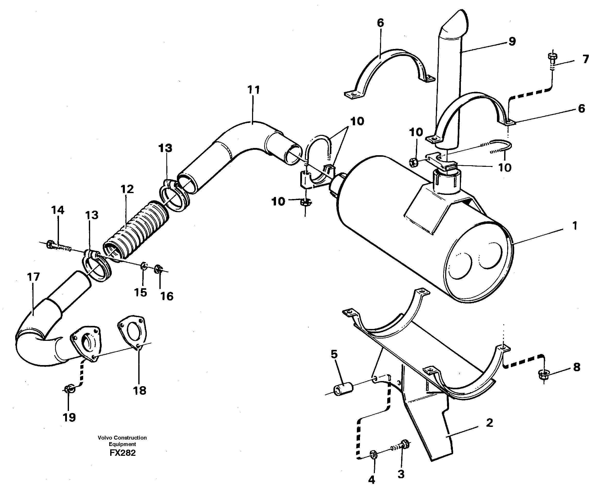 Схема запчастей Volvo EC130C - 12577 Выхлопная система EC130C SER NO 221-