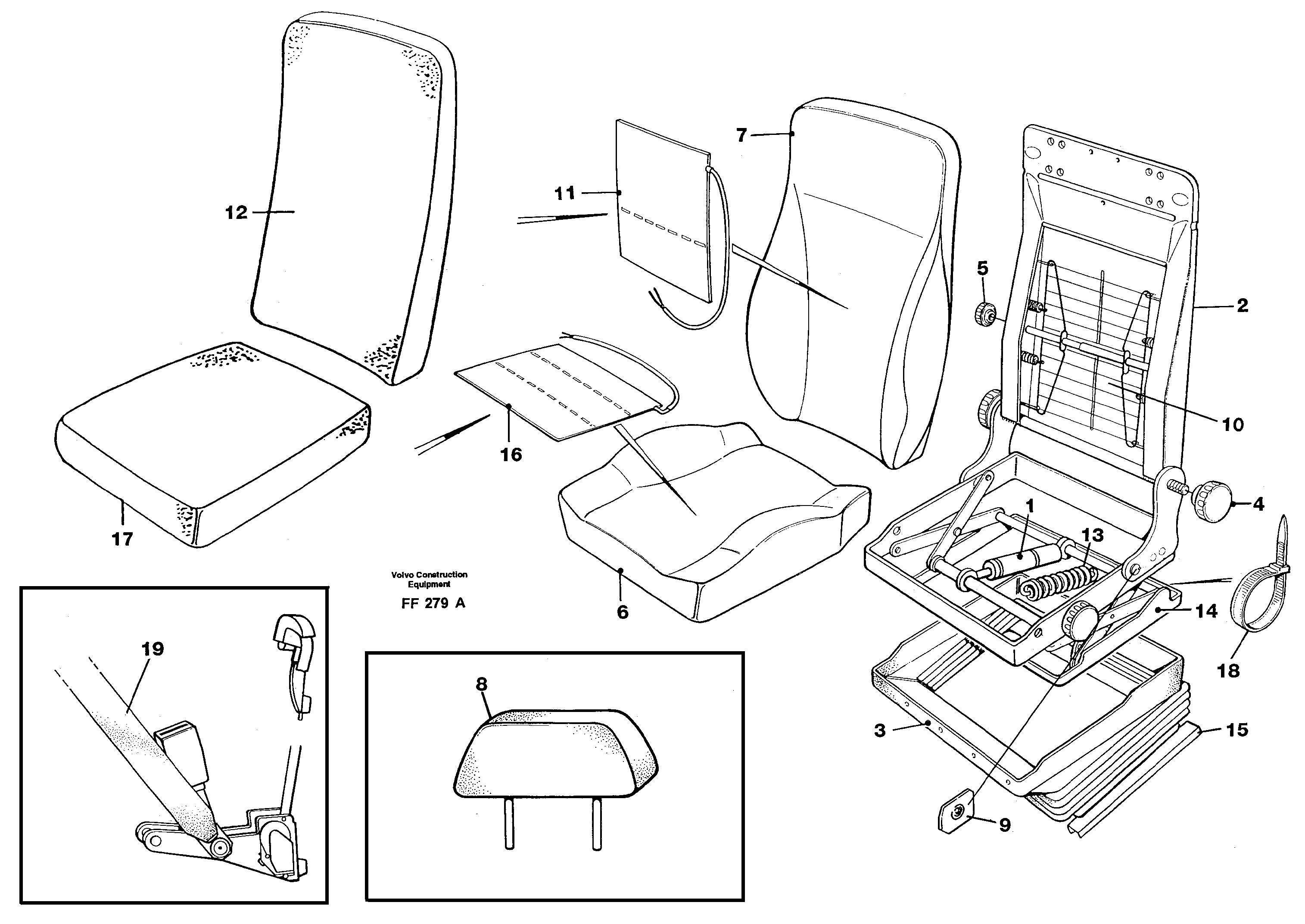 Схема запчастей Volvo EC130C - 29591 Operators seat Be-ge EC130C ?KERMAN ?KERMAN EC130C SER NO - 220