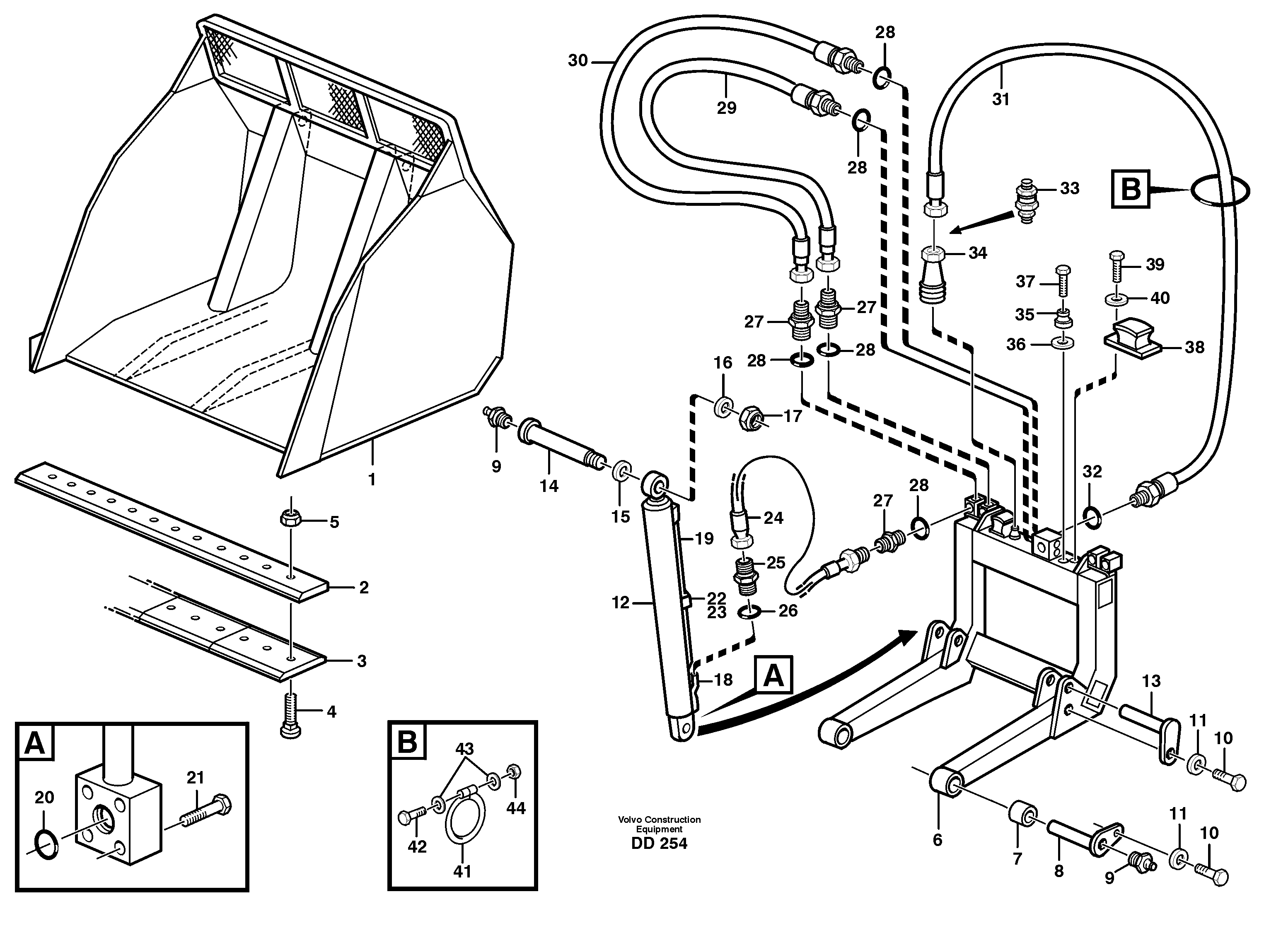 Схема запчастей Volvo EC130C - 92410 High-tipping bucket ATTACHMENTS ATTACHMENTS BUCKETS