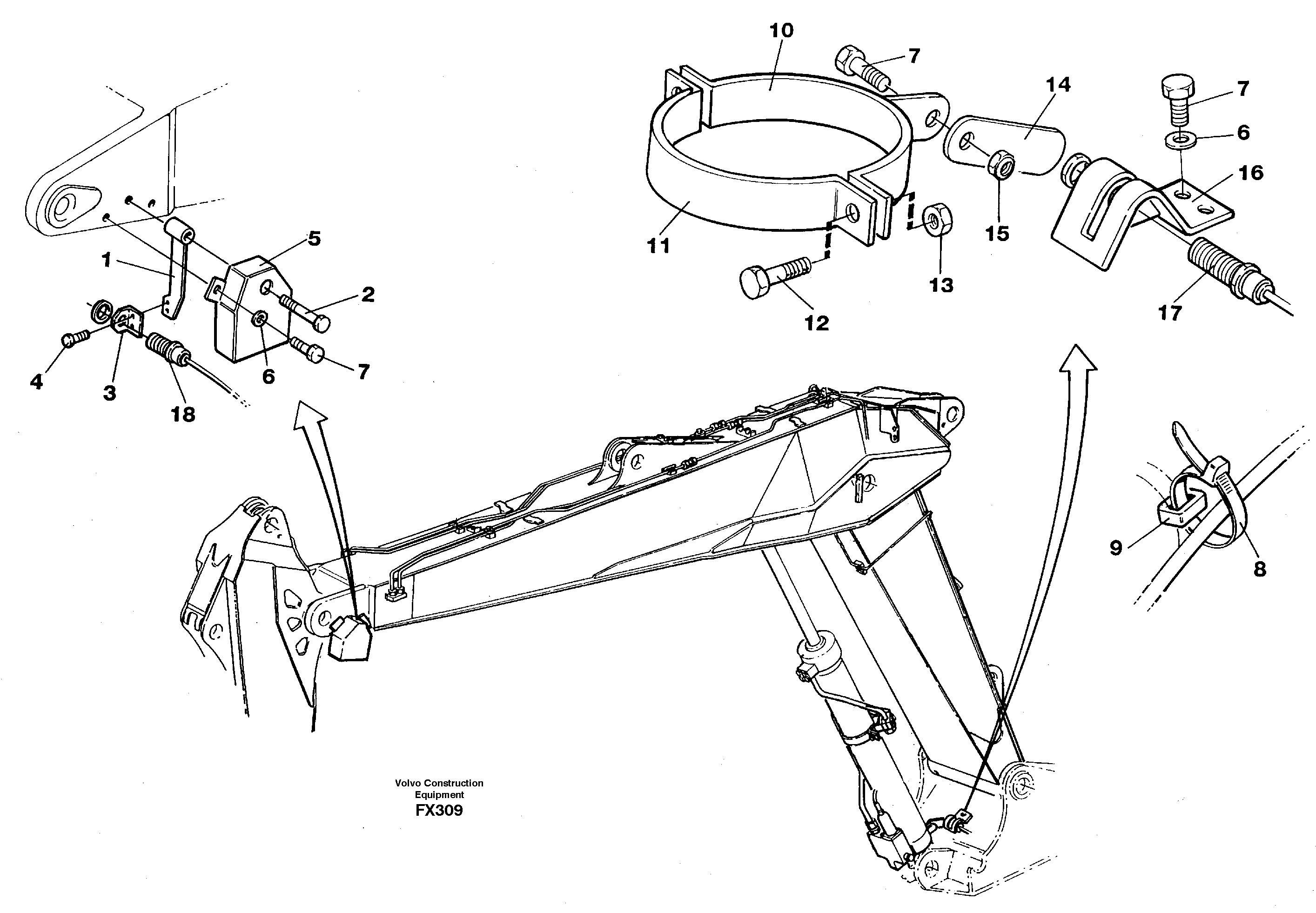 Схема запчастей Volvo EC130C - 12587 Electric insatallation onadjustable boom EC130C SER NO 221-