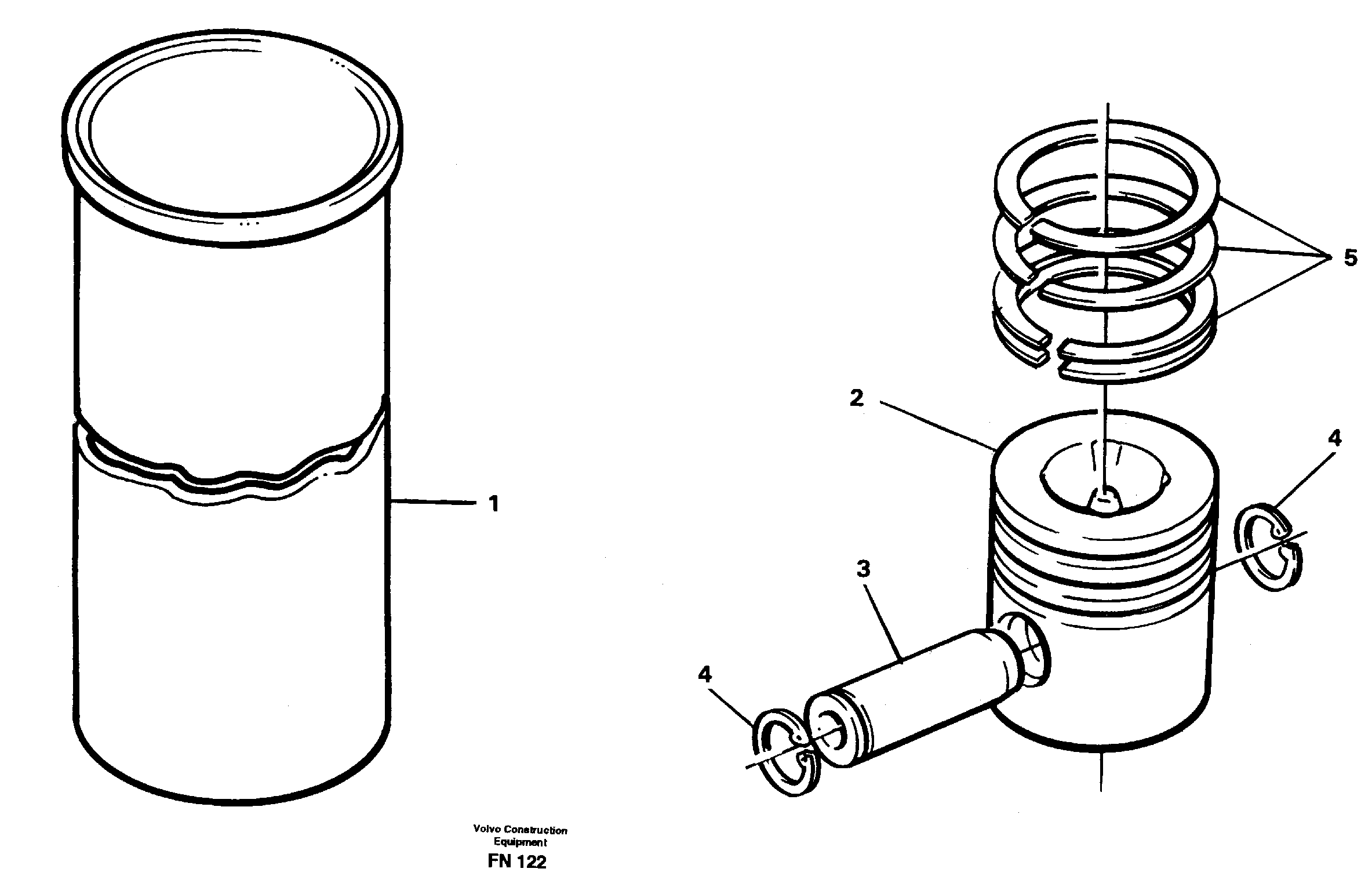 Схема запчастей Volvo EC150C - 32332 Cylinder liner and piston EC150C ?KERMAN ?KERMAN EC150C SER NO - 253