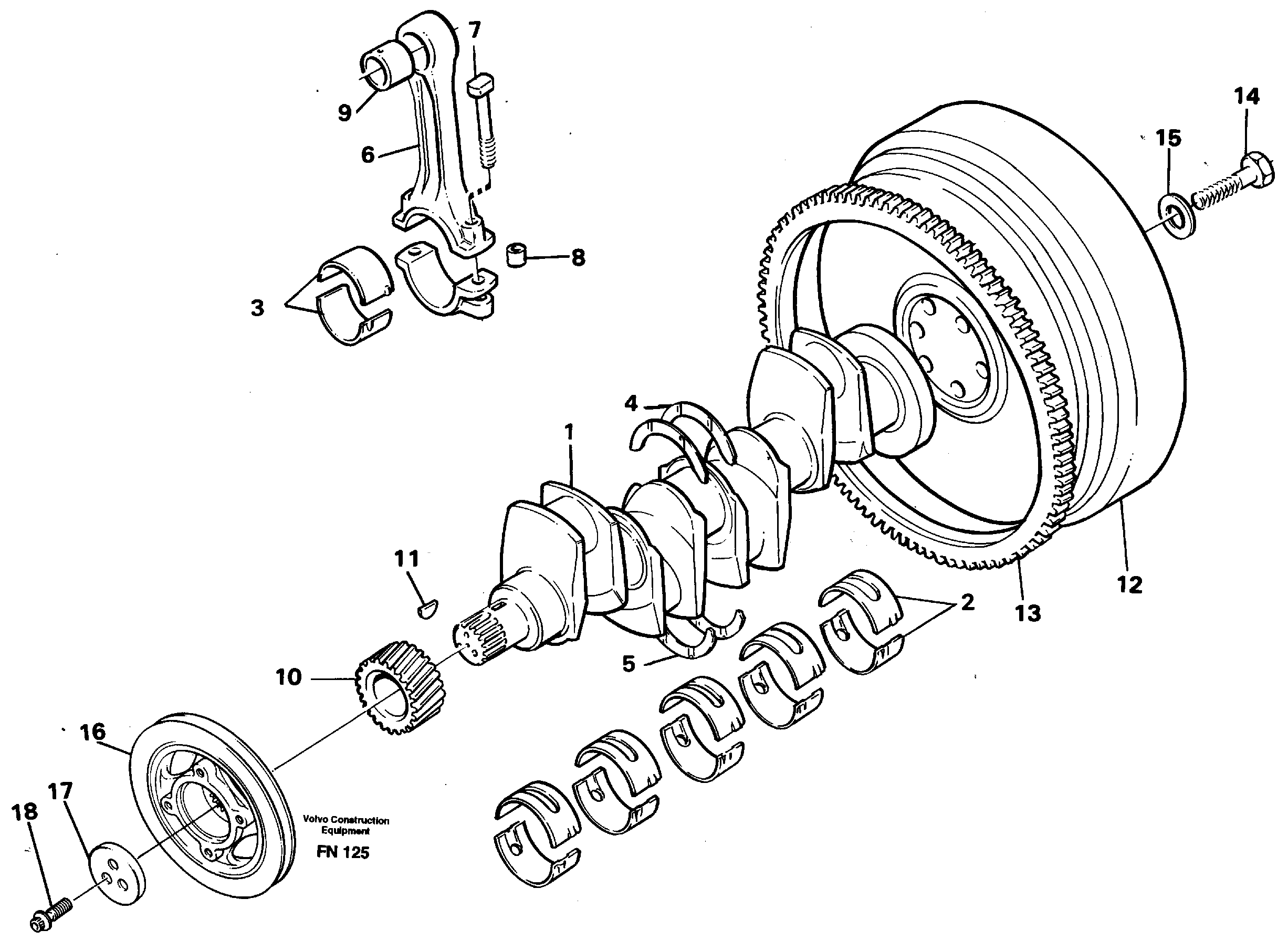 Схема запчастей Volvo EC150C - 30589 Crankshaft and related parts EC150C ?KERMAN ?KERMAN EC150C SER NO - 253