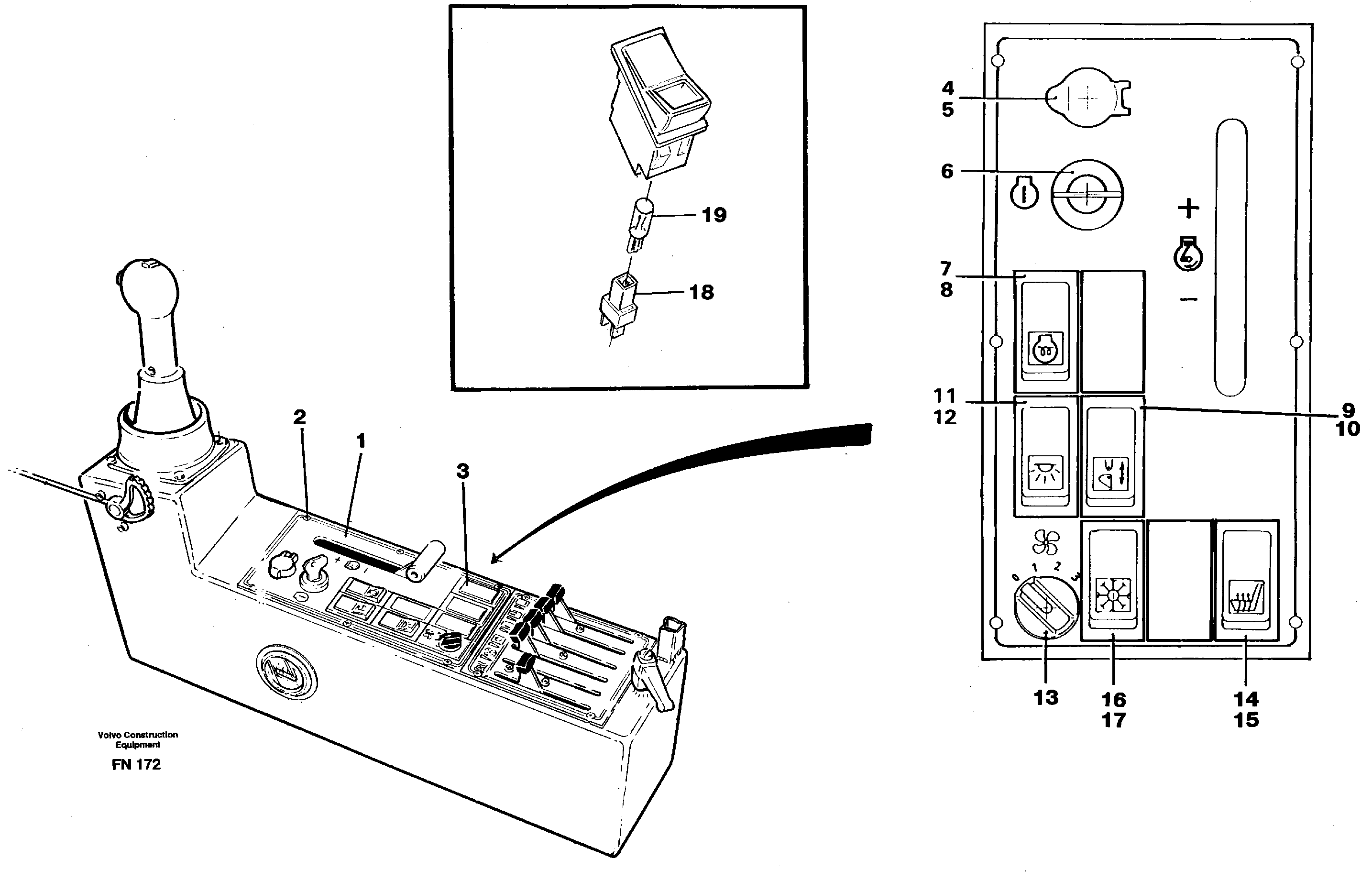 Схема запчастей Volvo EC150C - 104817 Control panel EC150C ?KERMAN ?KERMAN EC150C SER NO - 253