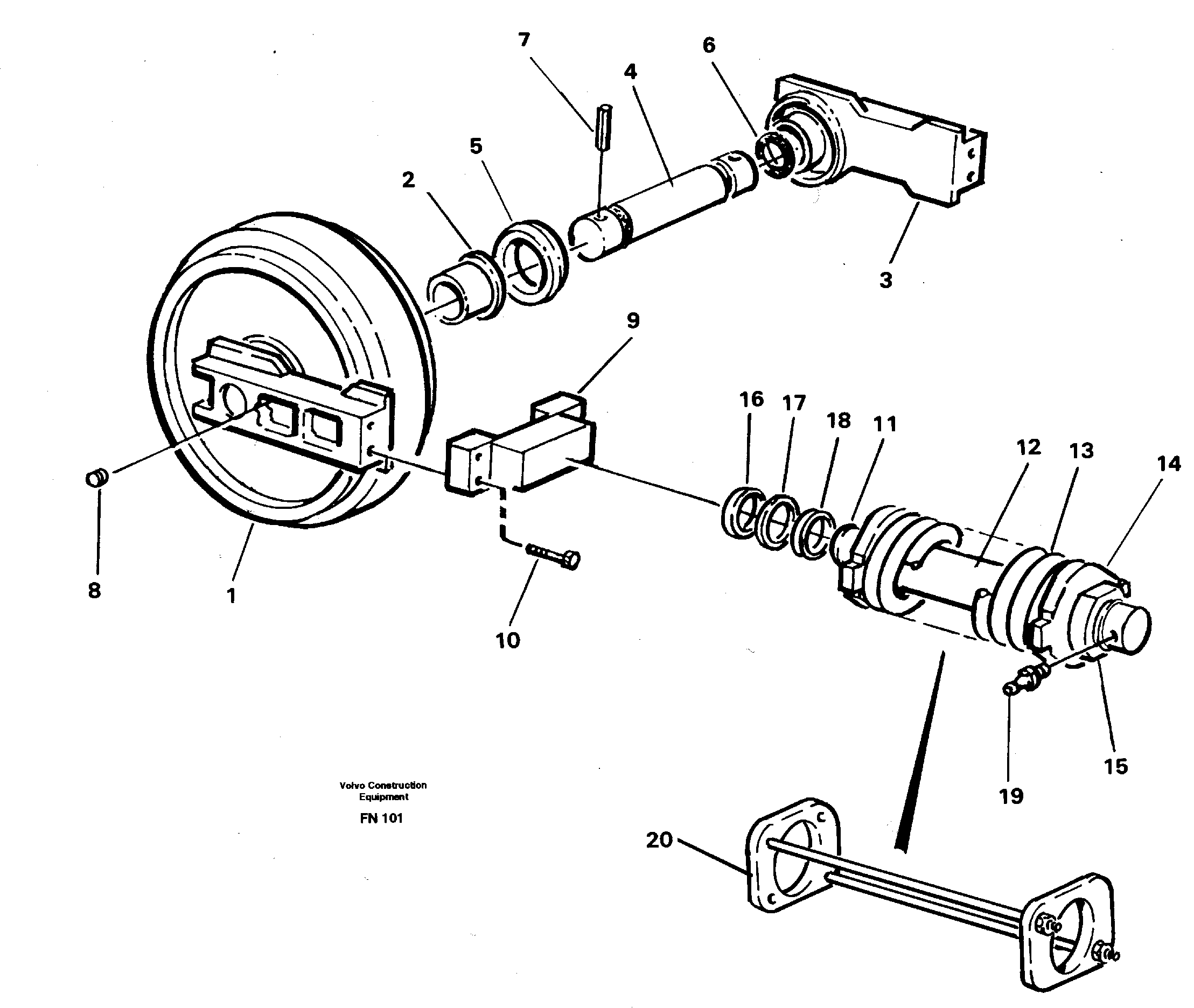 Схема запчастей Volvo EC150C - 8657 Front idler, tensioning ring EC150C ?KERMAN ?KERMAN EC150C SER NO - 253