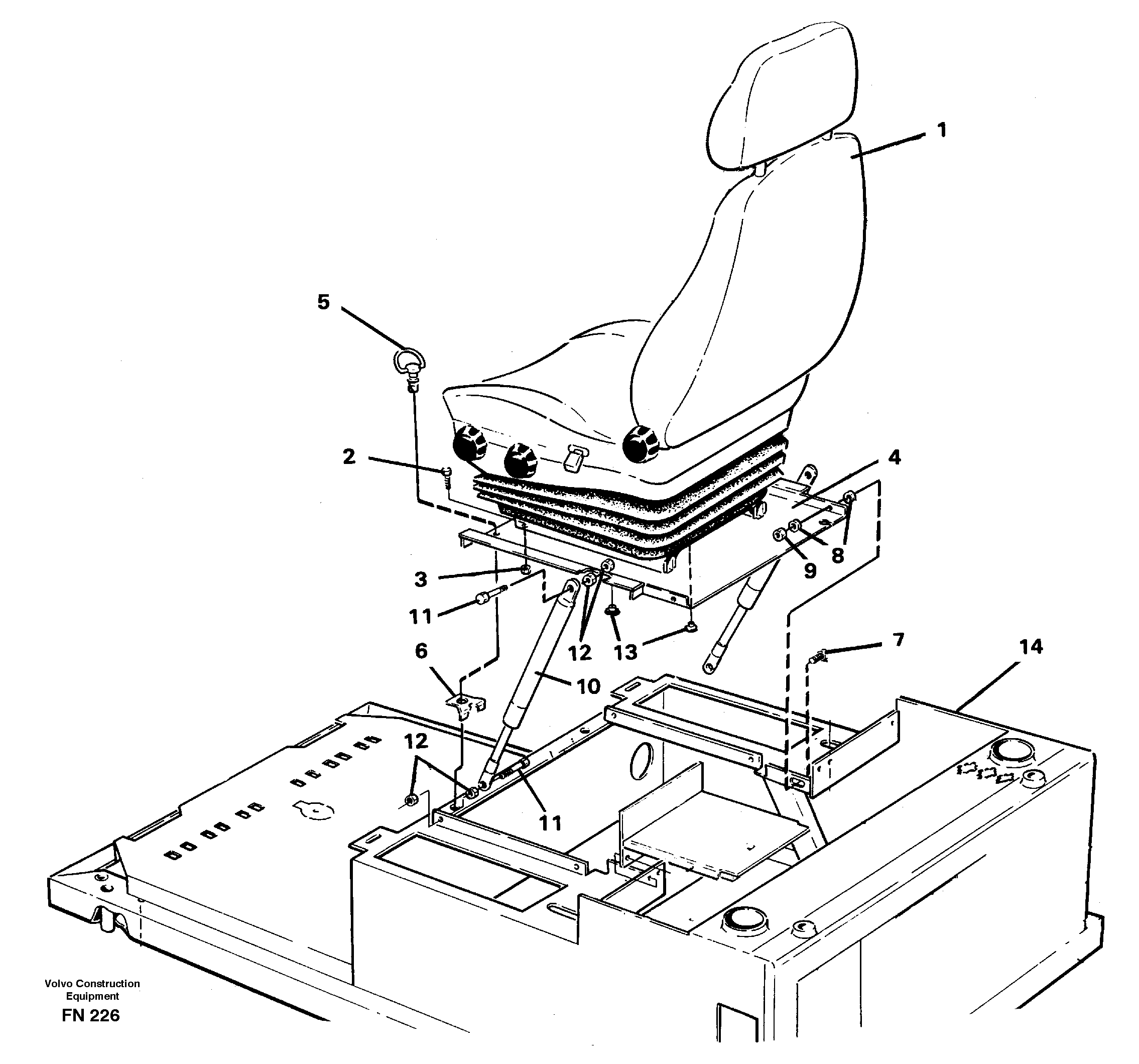 Схема запчастей Volvo EC150C - 8543 Operator seat with fitting parts EC150C ?KERMAN ?KERMAN EC150C SER NO - 253