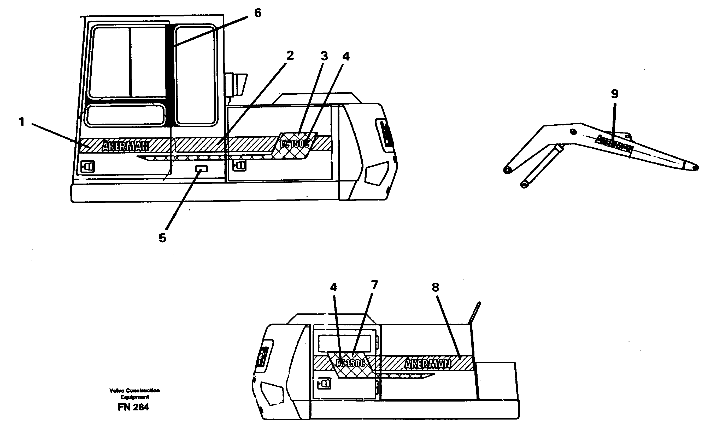 Схема запчастей Volvo EC150C - 34802 Stripes, outer location EC150C ?KERMAN ?KERMAN EC150C SER NO - 253
