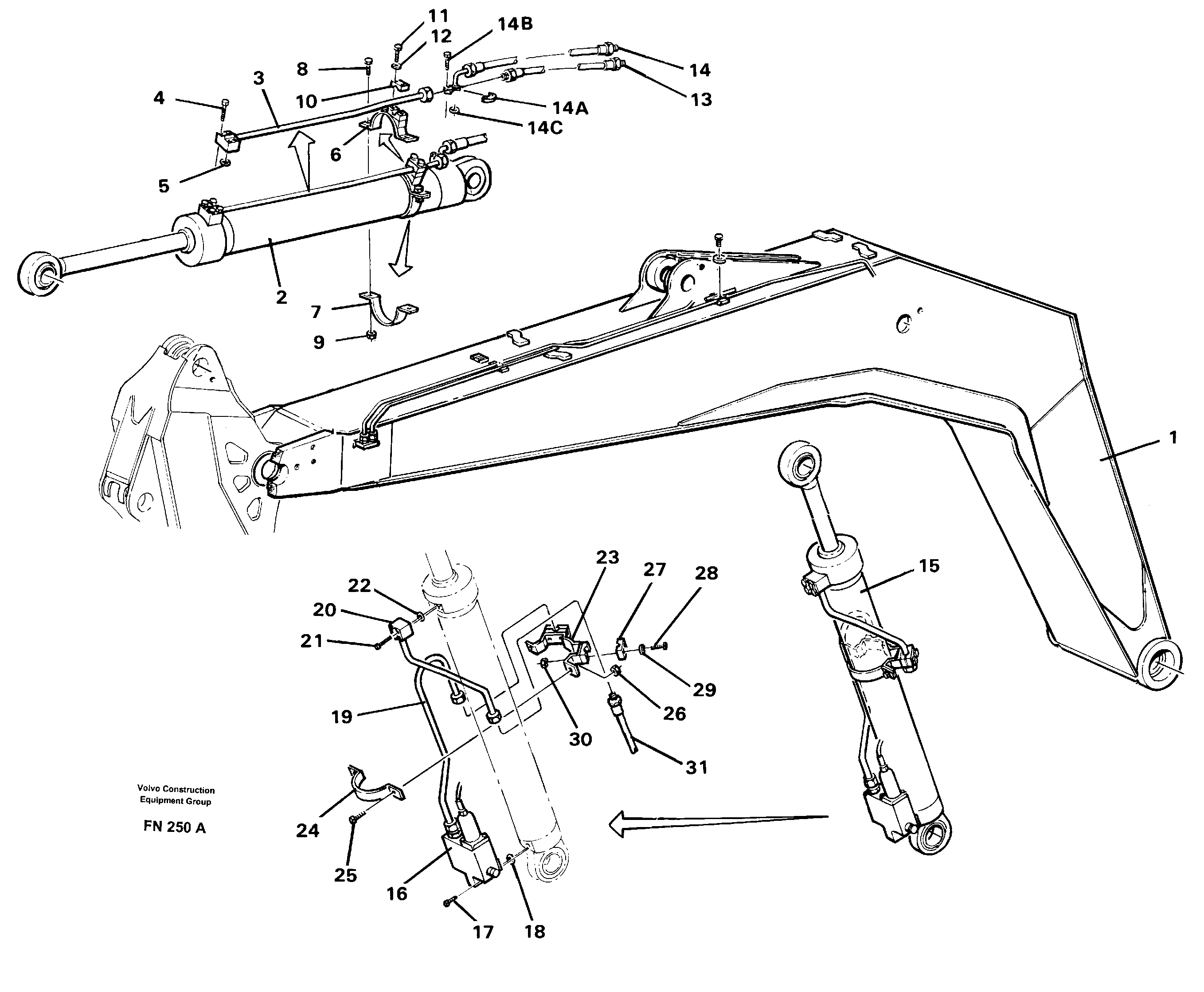 Схема запчастей Volvo EC150C - 58667 Cylinder hydraulics, backhoe boom 4.90 M EC150C ?KERMAN ?KERMAN EC150C SER NO - 253