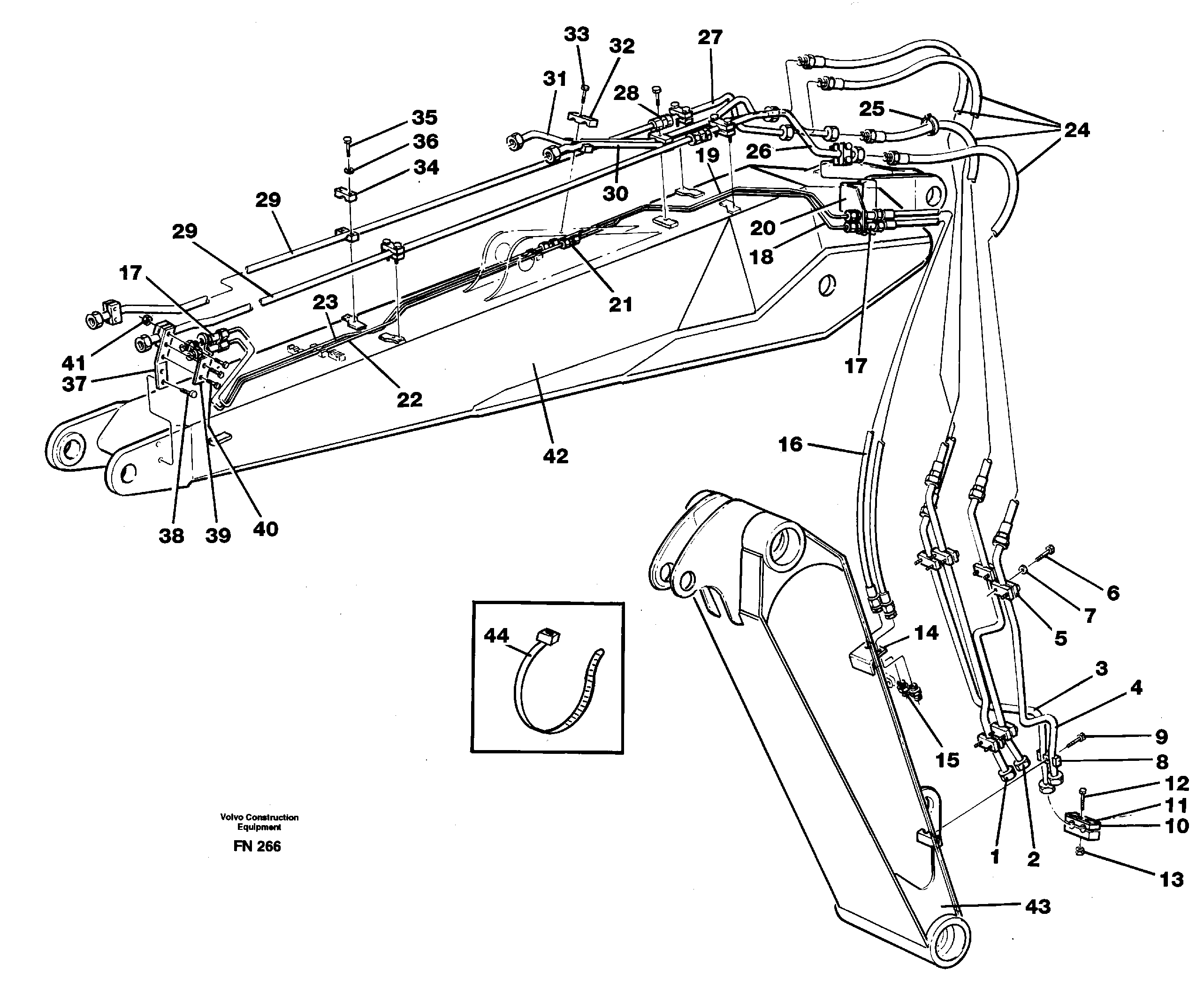 Схема запчастей Volvo EC150C - 8566 Pipes and fittings, adjustable boom EC150C ?KERMAN ?KERMAN EC150C SER NO - 253