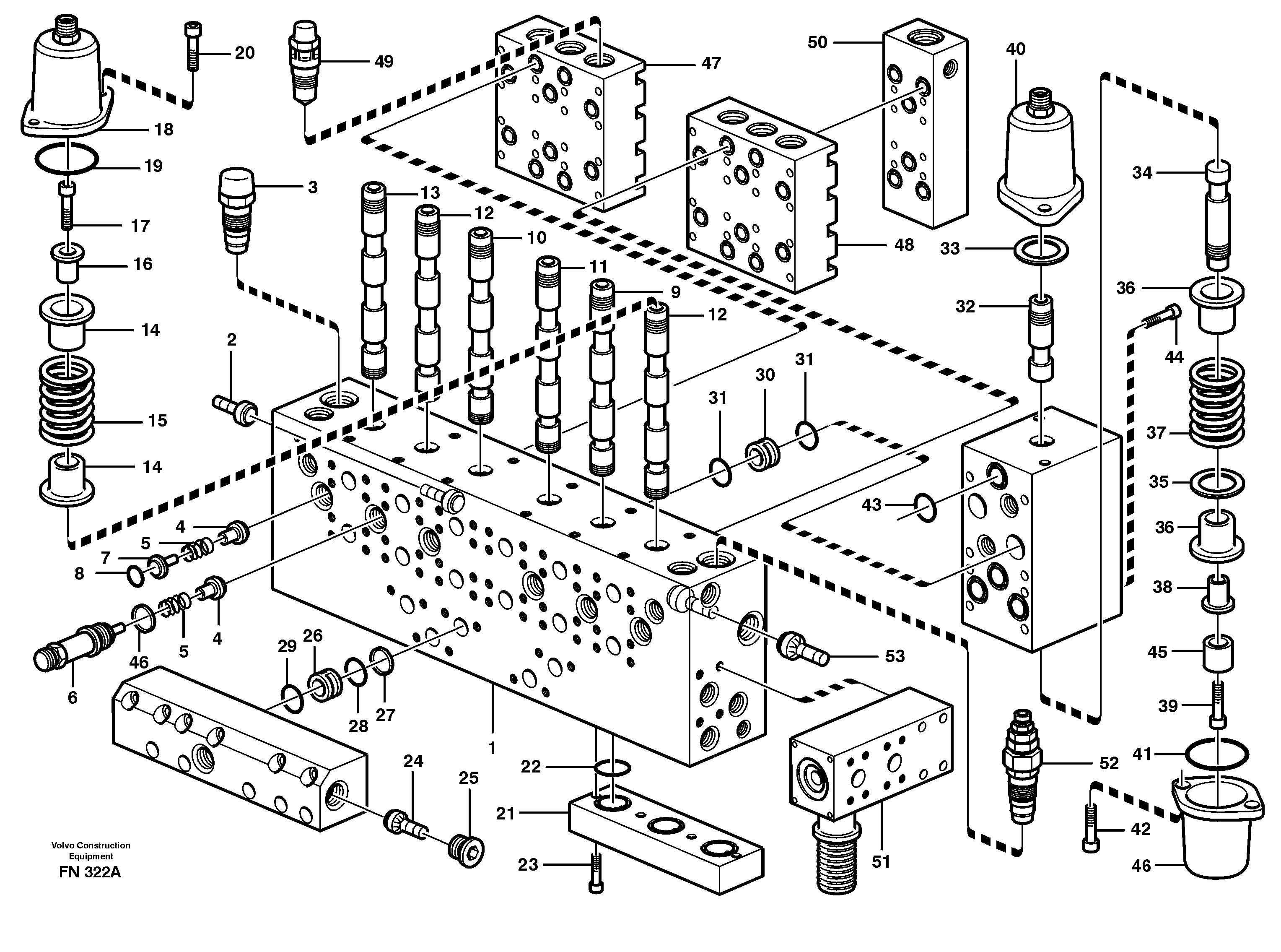 Схема запчастей Volvo EC150C - 106954 Main valve assembly, valves EC150C ?KERMAN ?KERMAN EC150C SER NO - 253