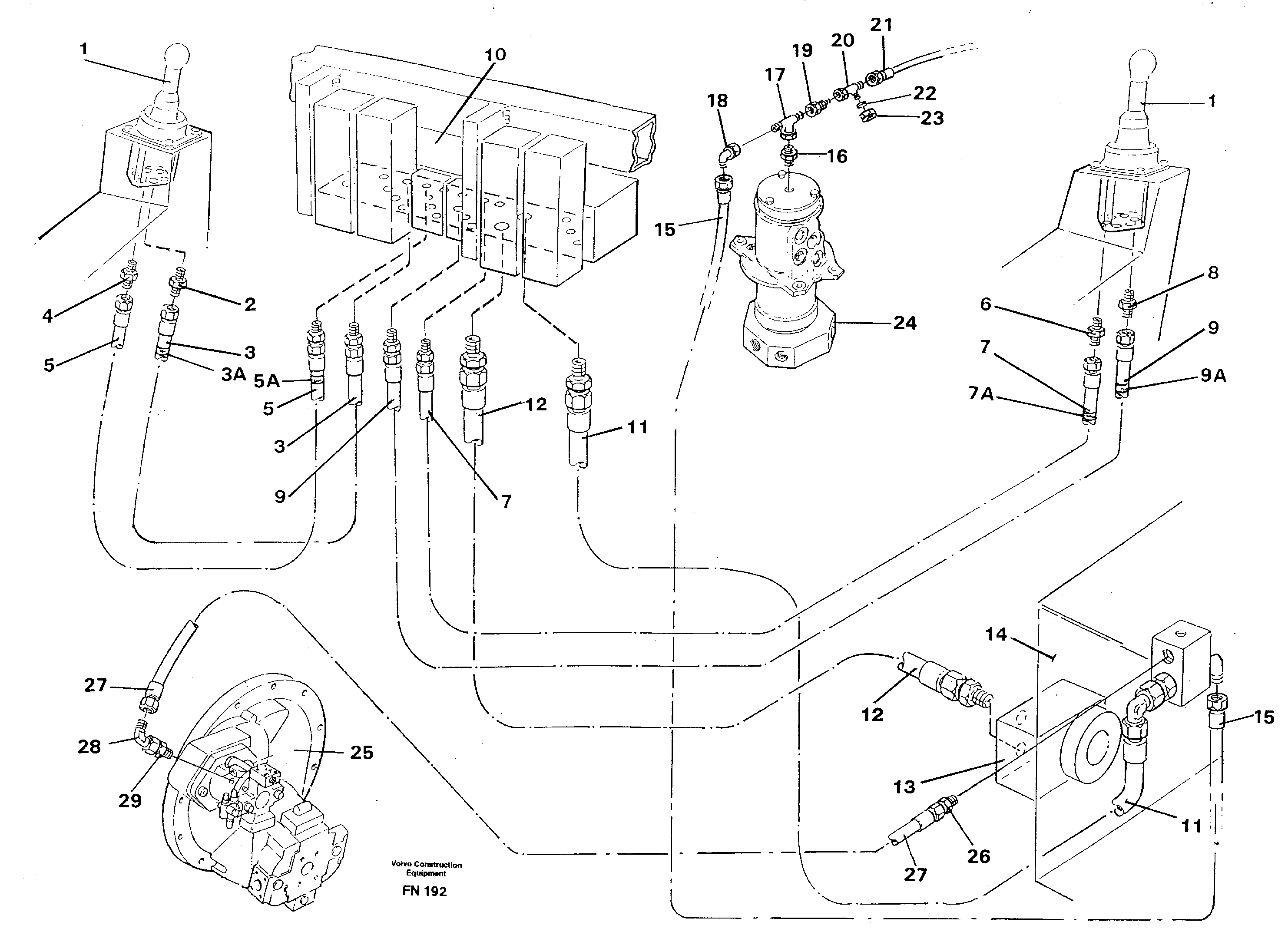 Схема запчастей Volvo EC150C - 7941 Servo pressure hydraulicsand tank back-flow lines EC150C ?KERMAN ?KERMAN EC150C SER NO - 253