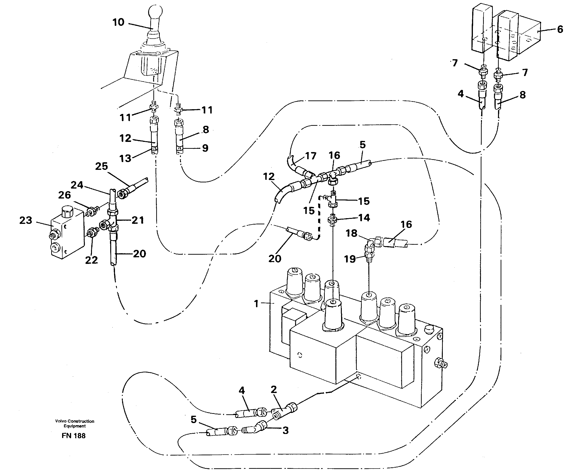 Схема запчастей Volvo EC150C - 8599 Servo hydraulics, dipper arm EC150C ?KERMAN ?KERMAN EC150C SER NO - 253