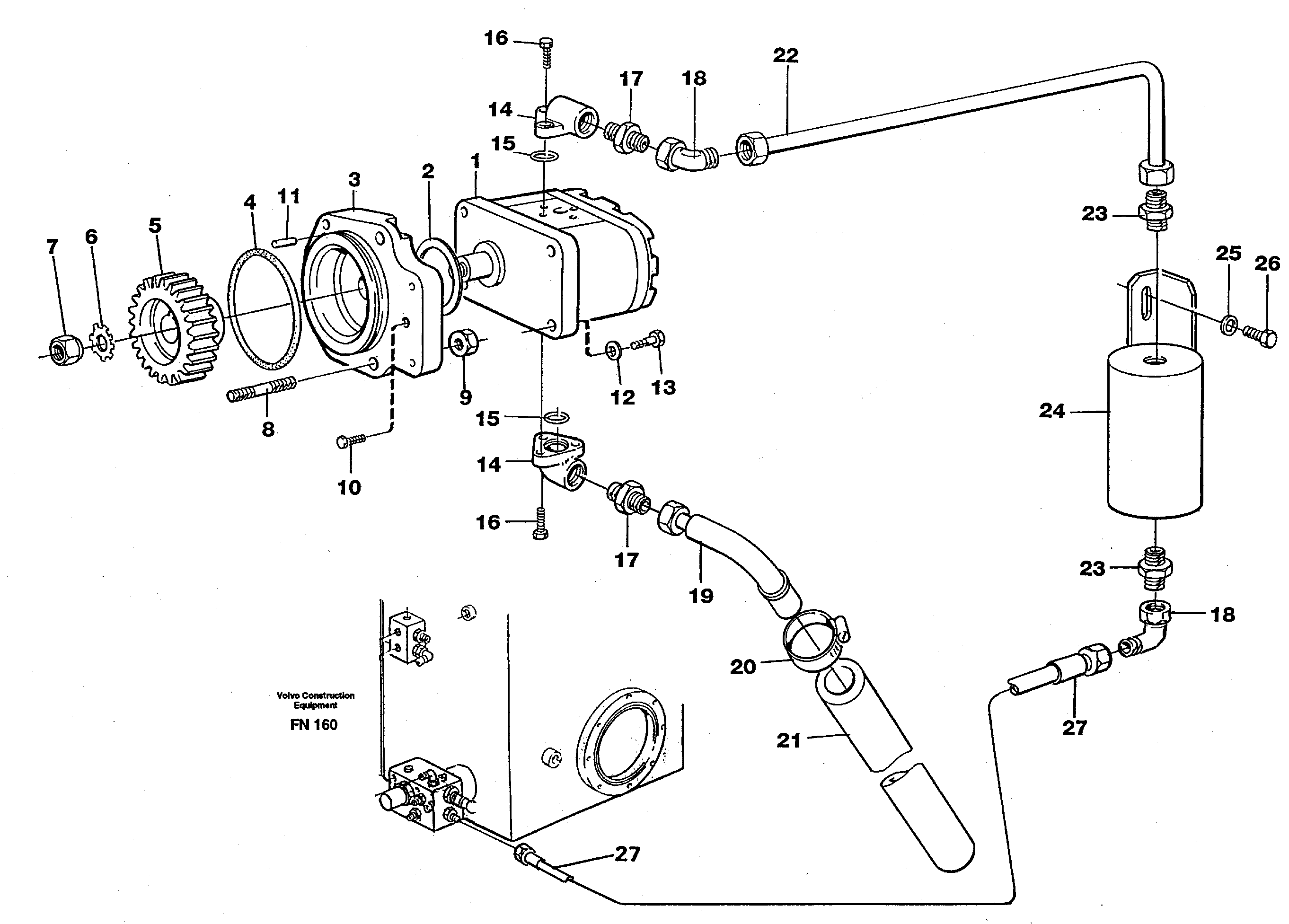 Схема запчастей Volvo EC150C - 89452 Servo pump EC150C ?KERMAN ?KERMAN EC150C SER NO - 253