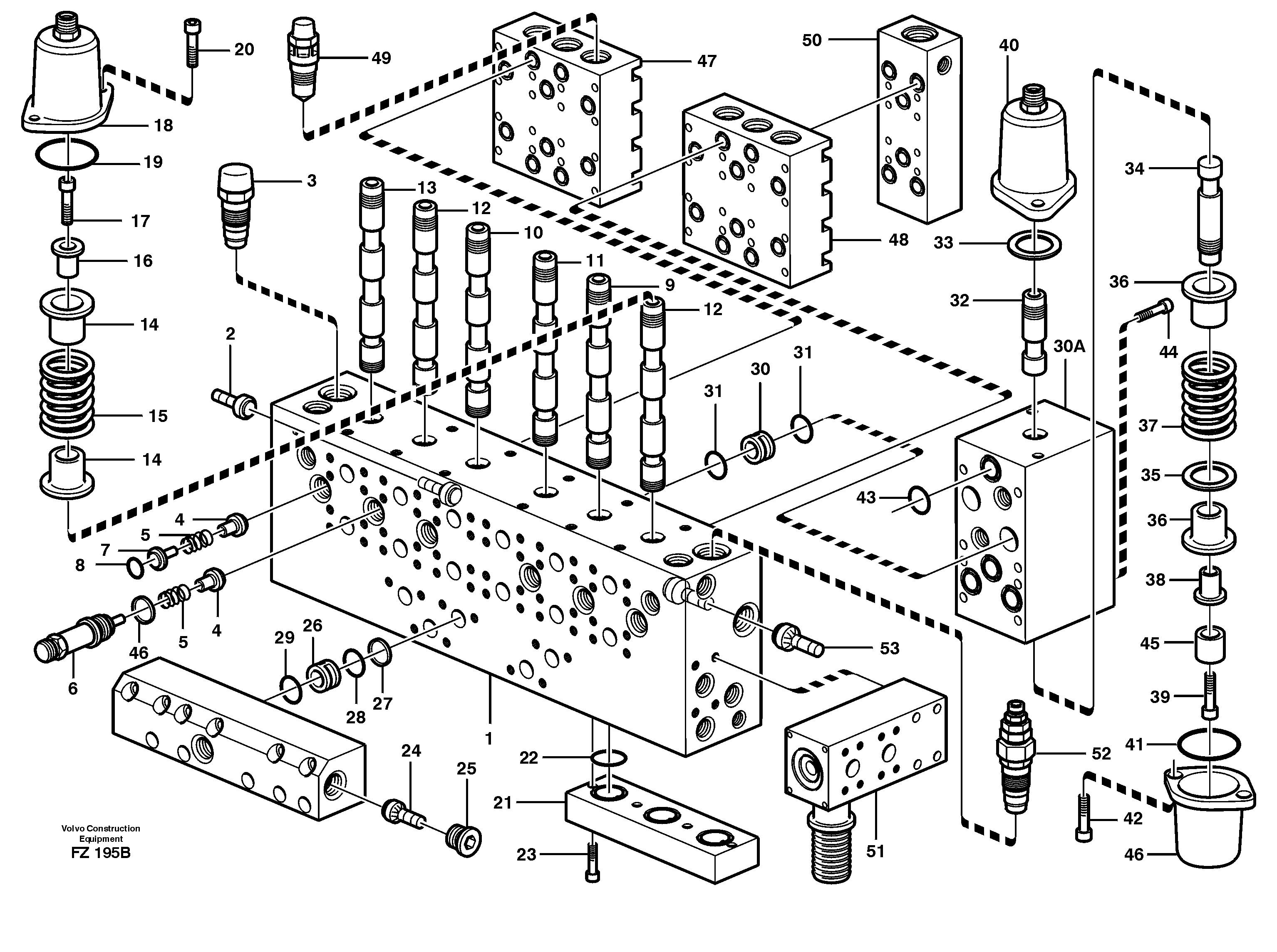 Схема запчастей Volvo EC150C - 100038 Main valve assembly, valves EC150C SER NO 254-