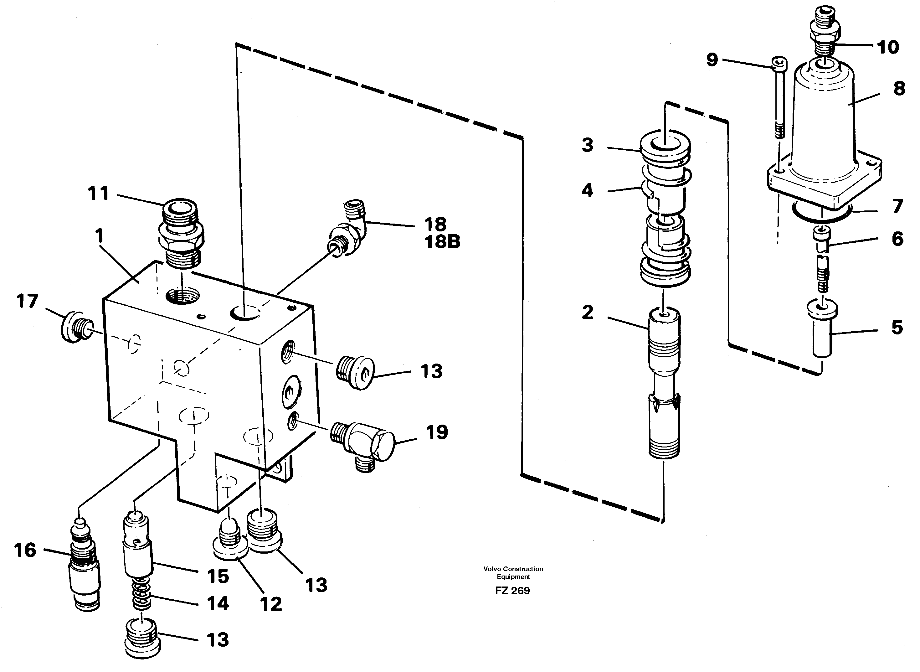 Схема запчастей Volvo EC150C - 45764 Hose rupture valve, knuckle cylinder EC150C SER NO 254-