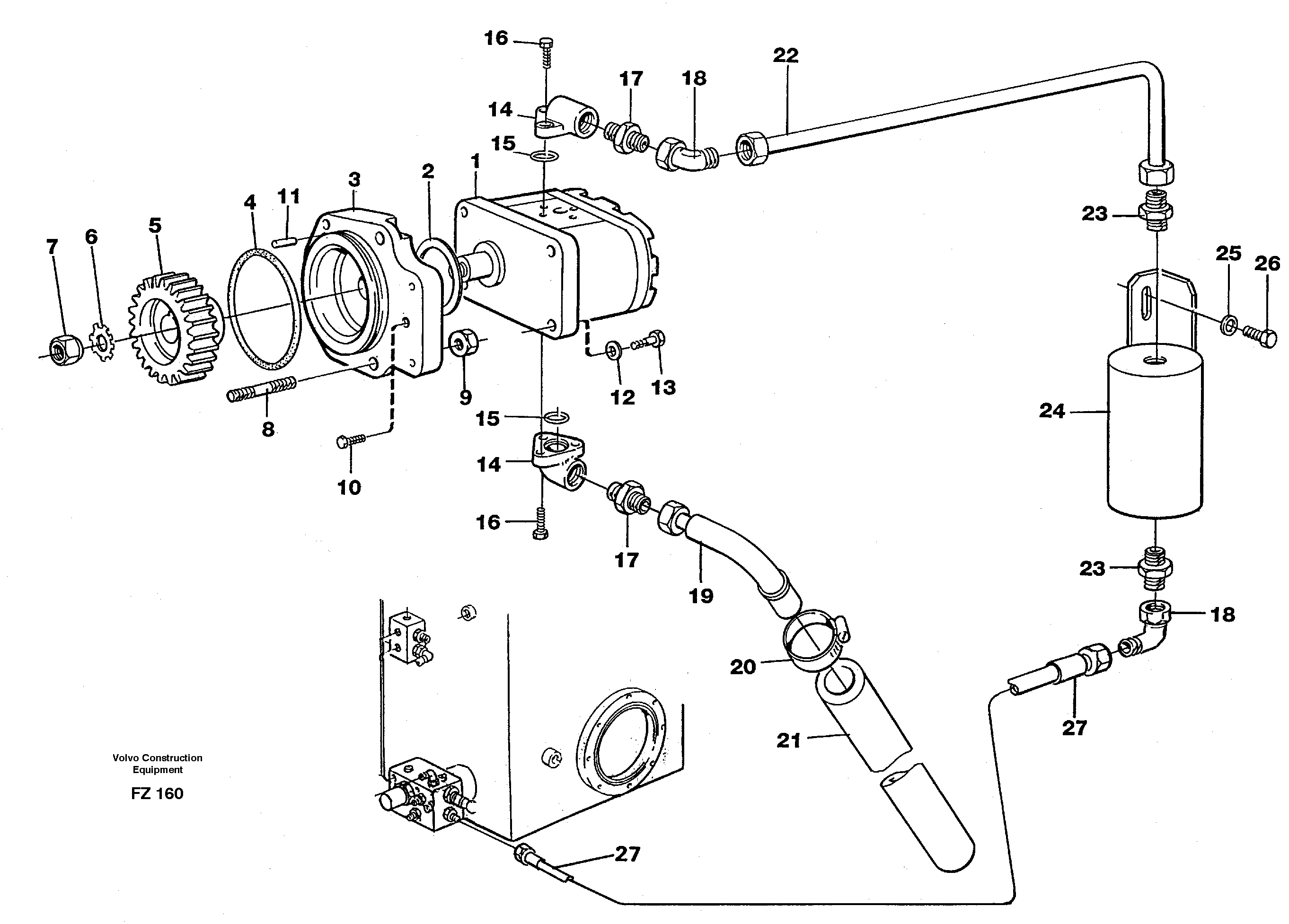 Схема запчастей Volvo EC150C - 82077 Servo pump EC150C SER NO 254-