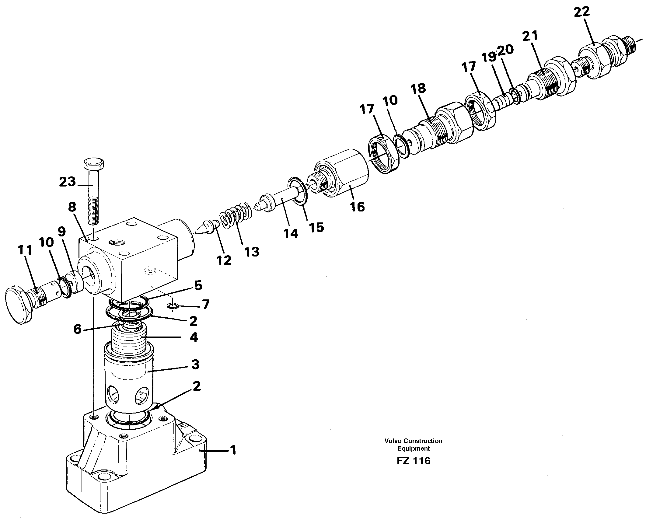 Схема запчастей Volvo EC150C - 45231 Pressure limiting valve EC150C SER NO 254-