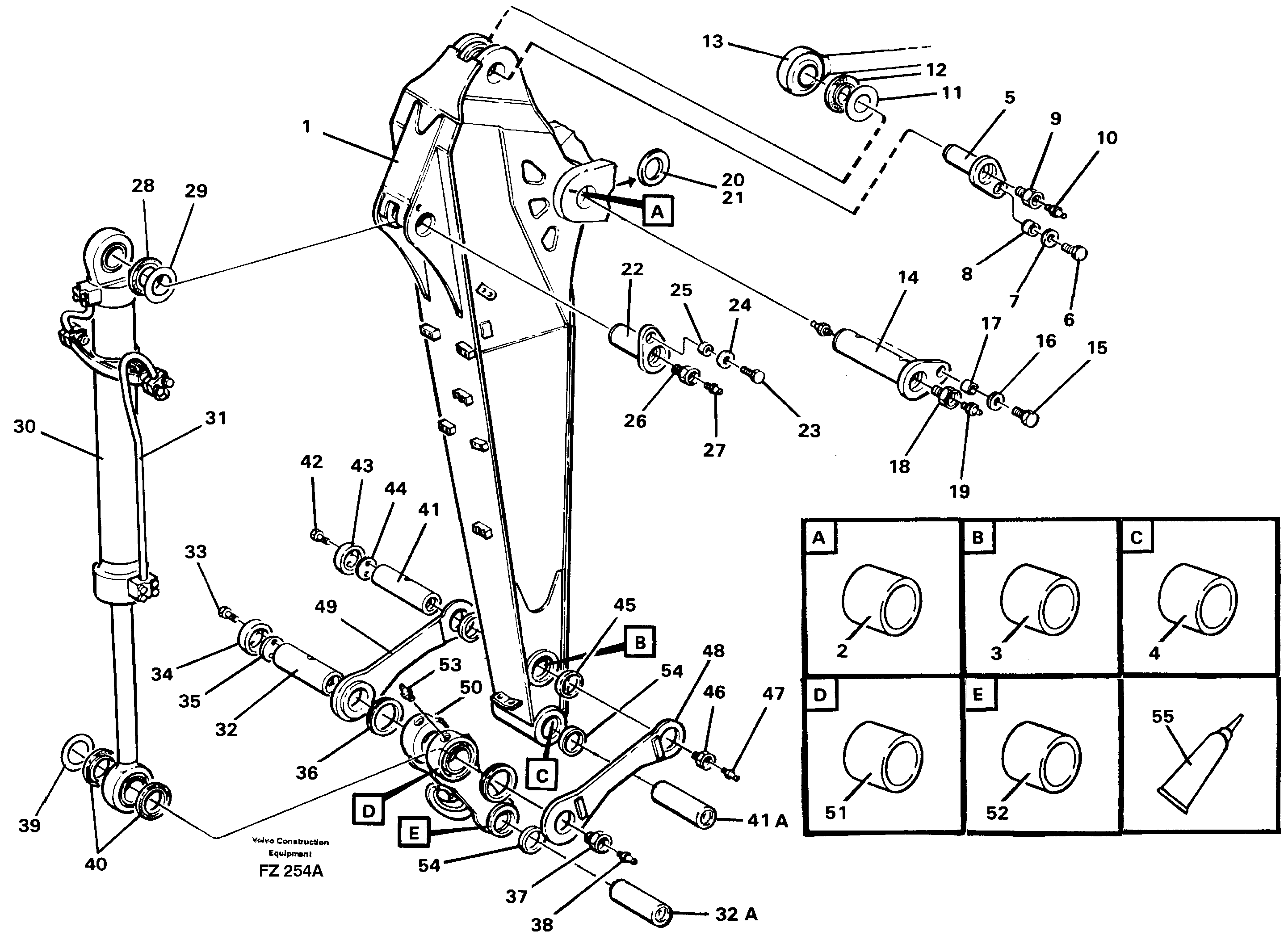 Схема запчастей Volvo EC150C - 44804 Backhoe dipper arm incl. connections, 2.0m 2.4m EC150C SER NO 254-