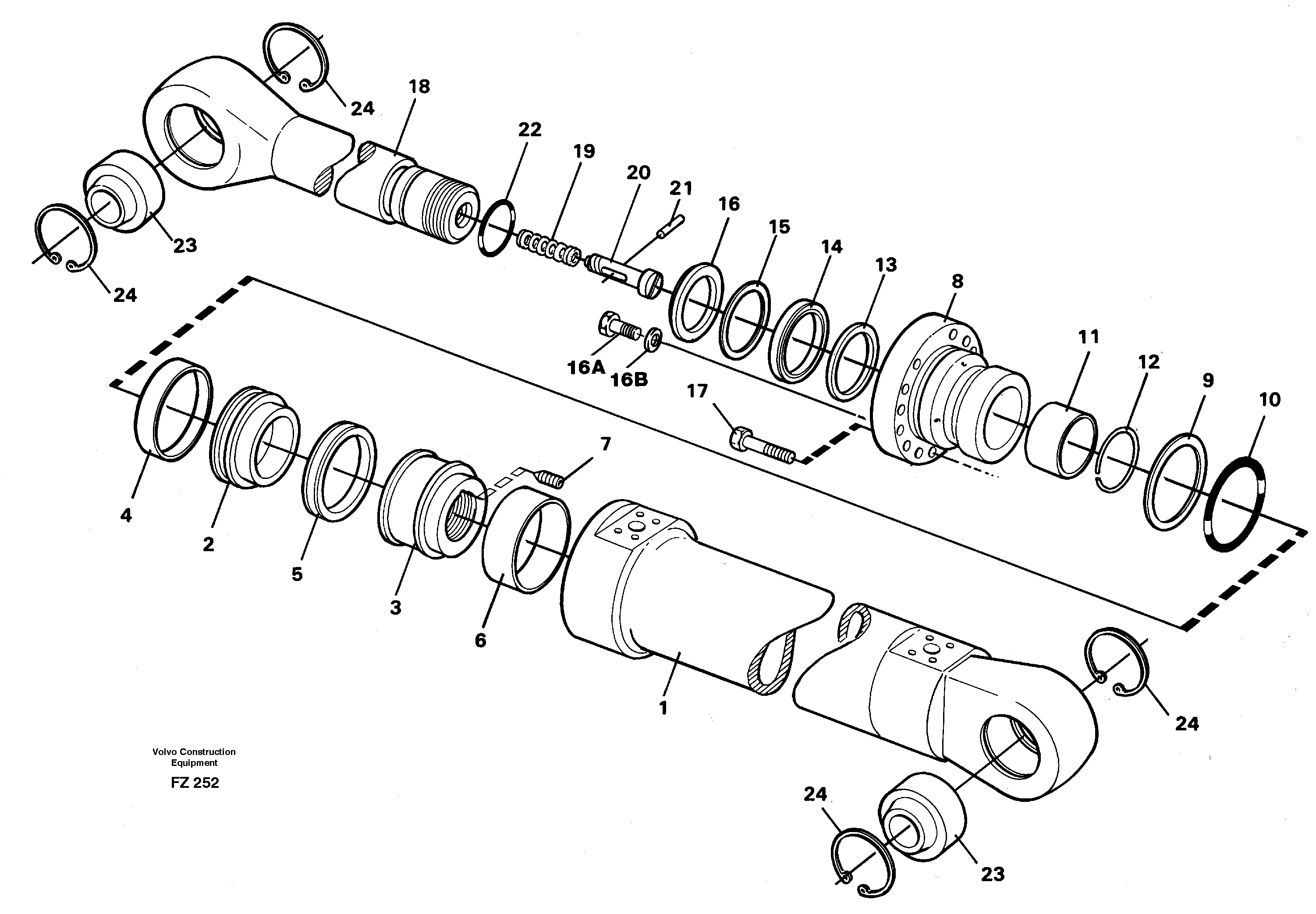 Схема запчастей Volvo EC150C - 45410 Dipper cylinder, backhoe equipment EC150C SER NO 254-