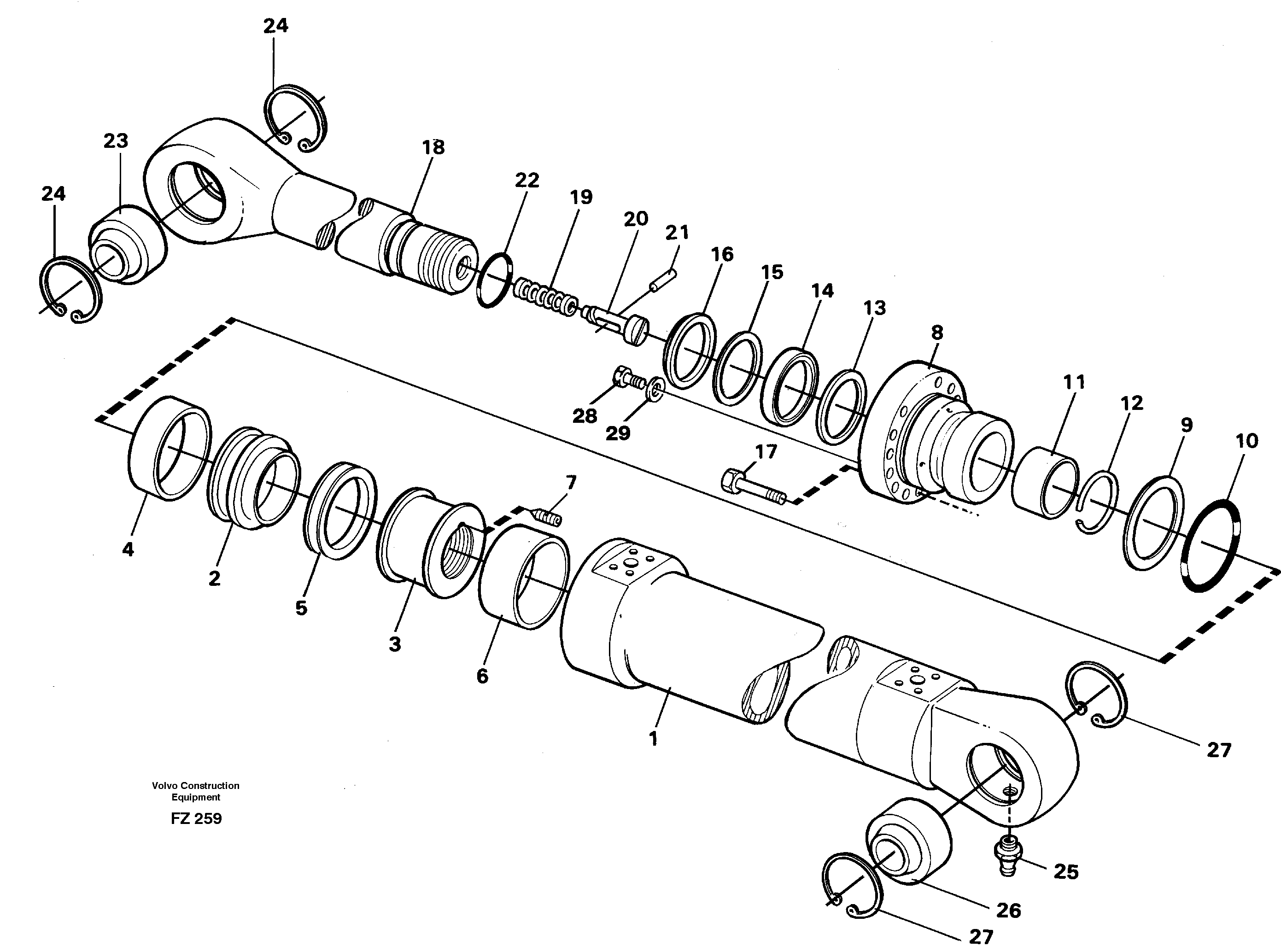 Схема запчастей Volvo EC150C - 45411 Цилиндр ковша EC150C SER NO 254-