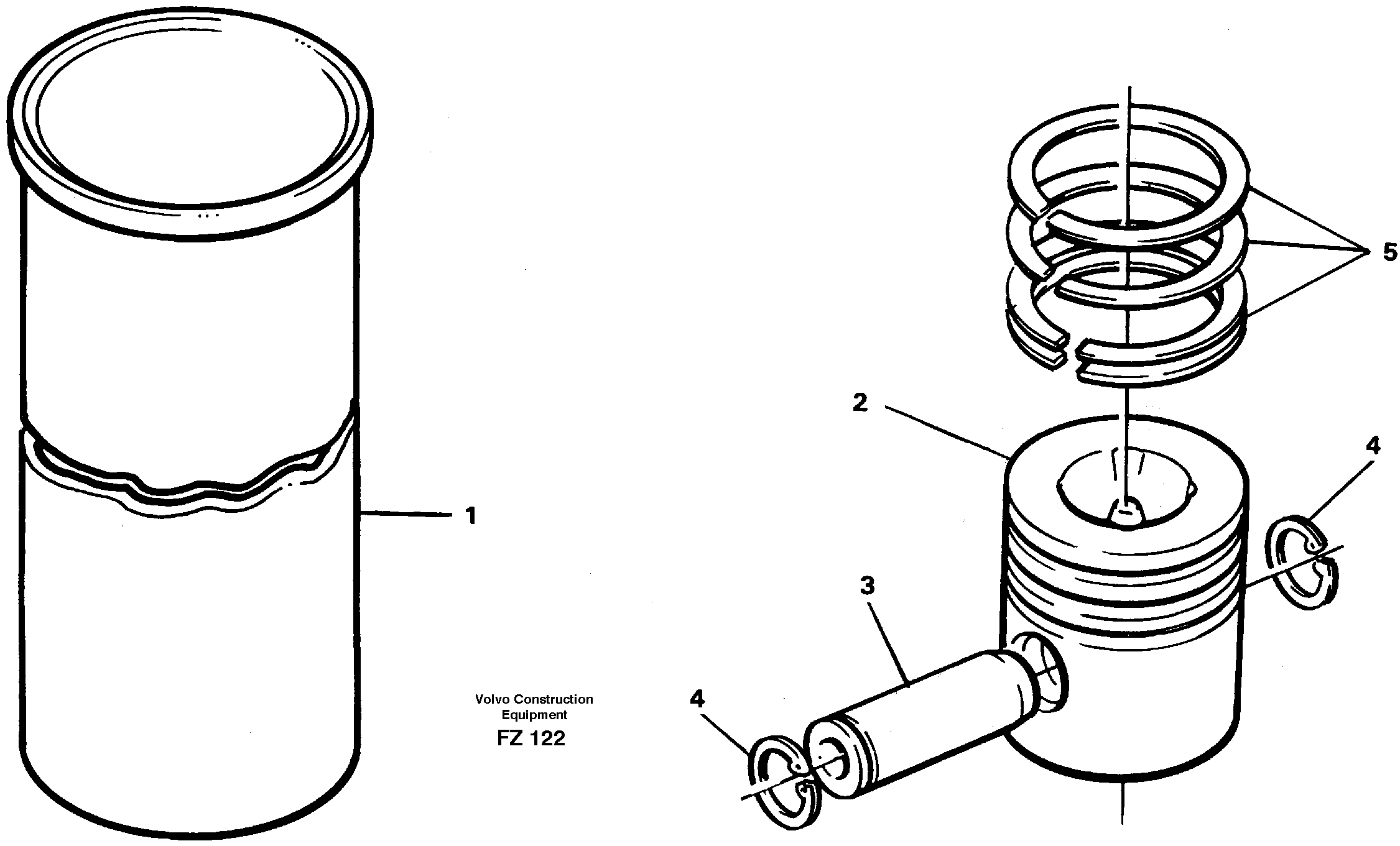 Схема запчастей Volvo EC150C - 31807 Cylinder liner and piston EC150C SER NO 254-