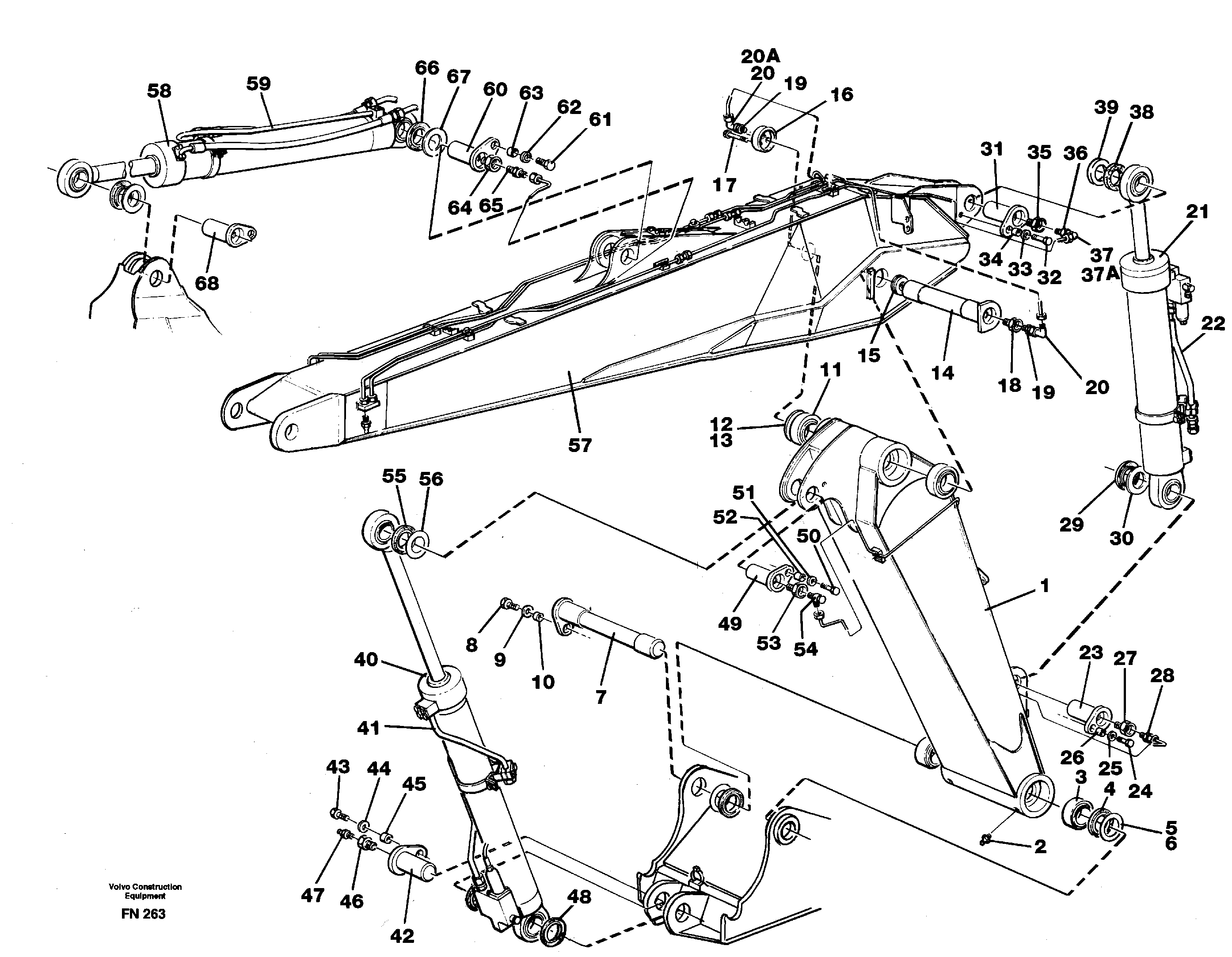 Схема запчастей Volvo EC150C - 6713 Adjustable boom with assembly EC150C ?KERMAN ?KERMAN EC150C SER NO - 253