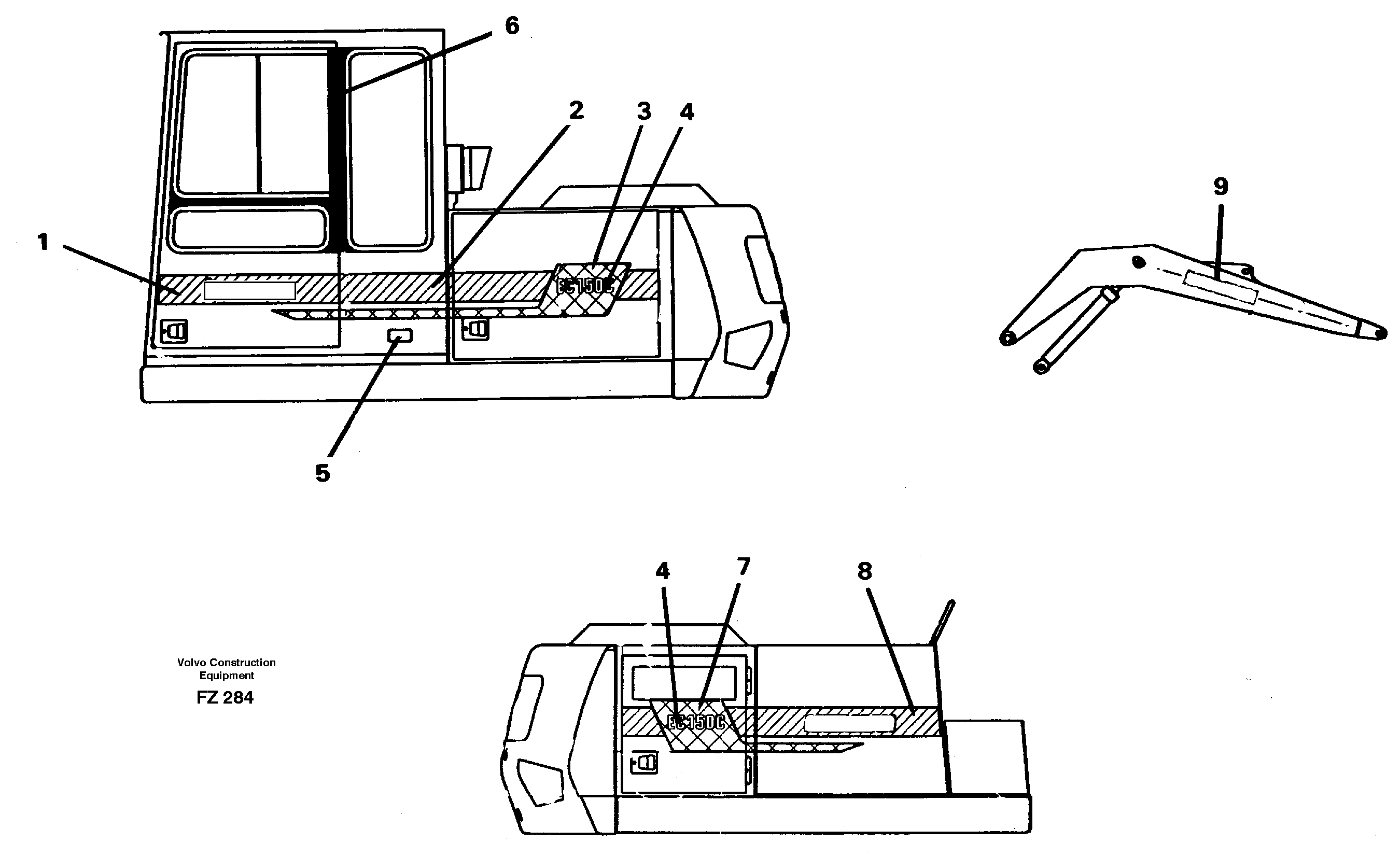 Схема запчастей Volvo EC150C - 34646 Stripes, outer location EC150C SER NO 254-
