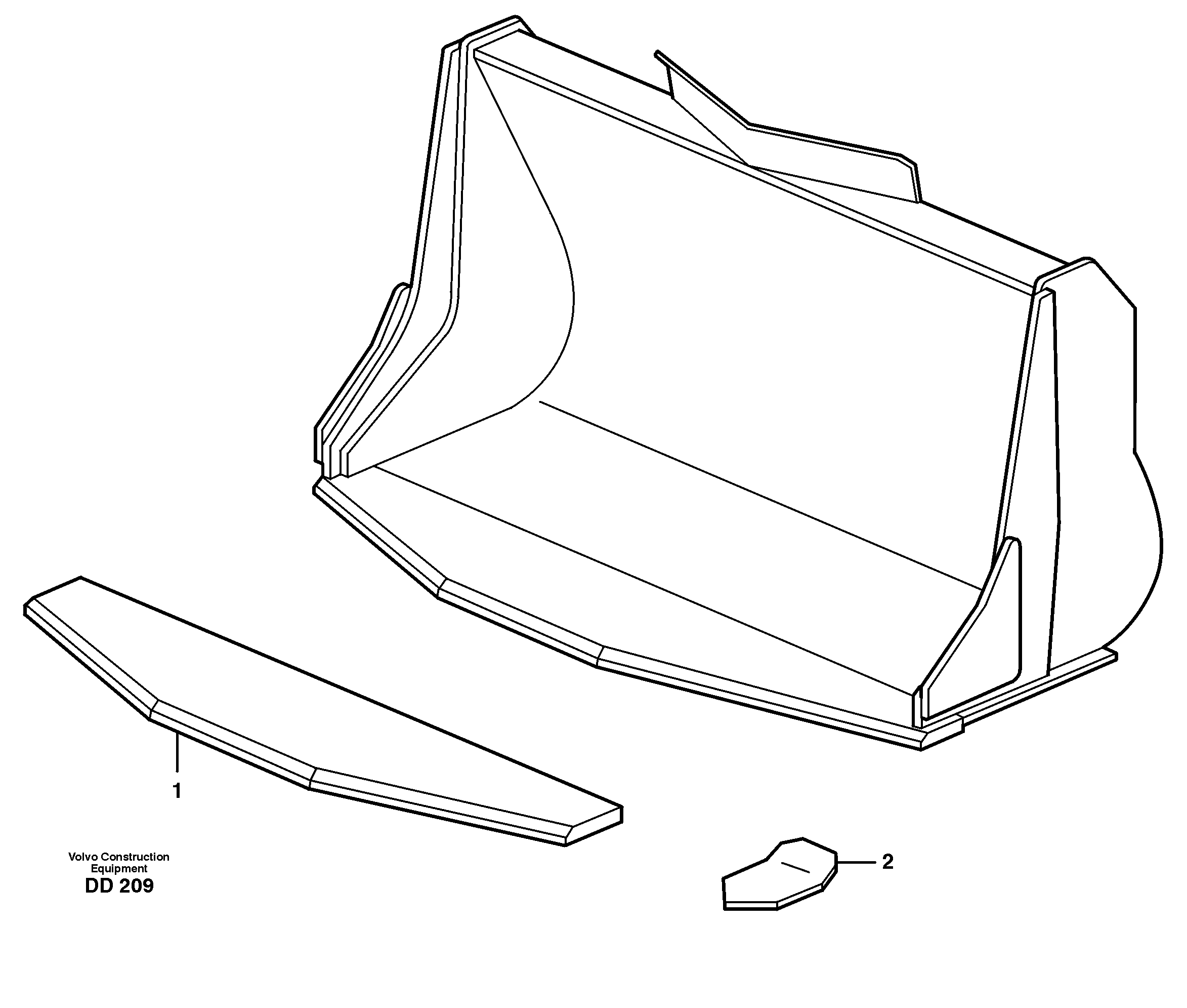 Схема запчастей Volvo EC200 - 28826 Bucket, truncated vec lip without teeth ATTACHMENTS ATTACHMENTS BUCKETS