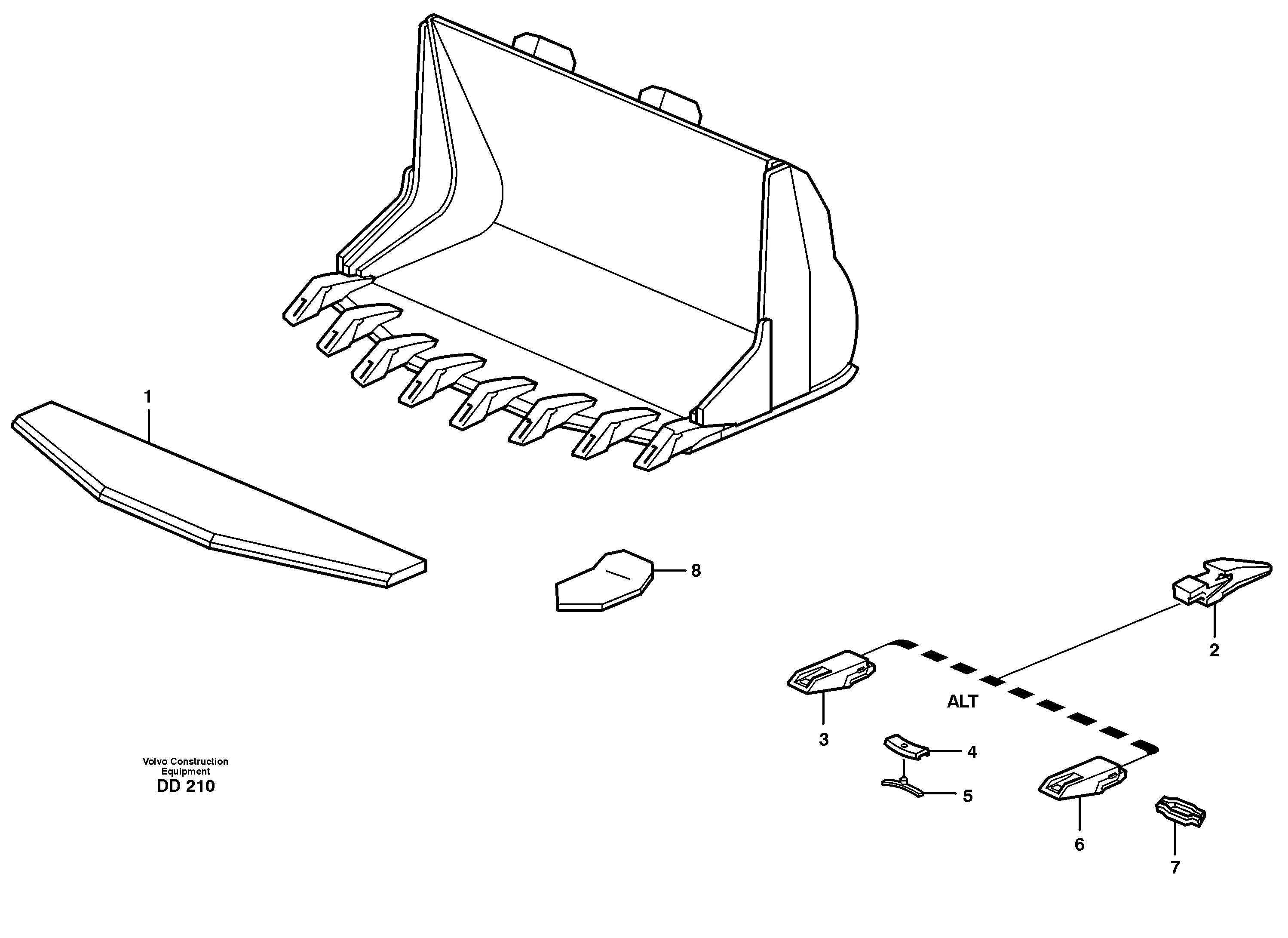 Схема запчастей Volvo EC200 - 29920 Bucket, truncated vec lip with teeth ATTACHMENTS ATTACHMENTS BUCKETS